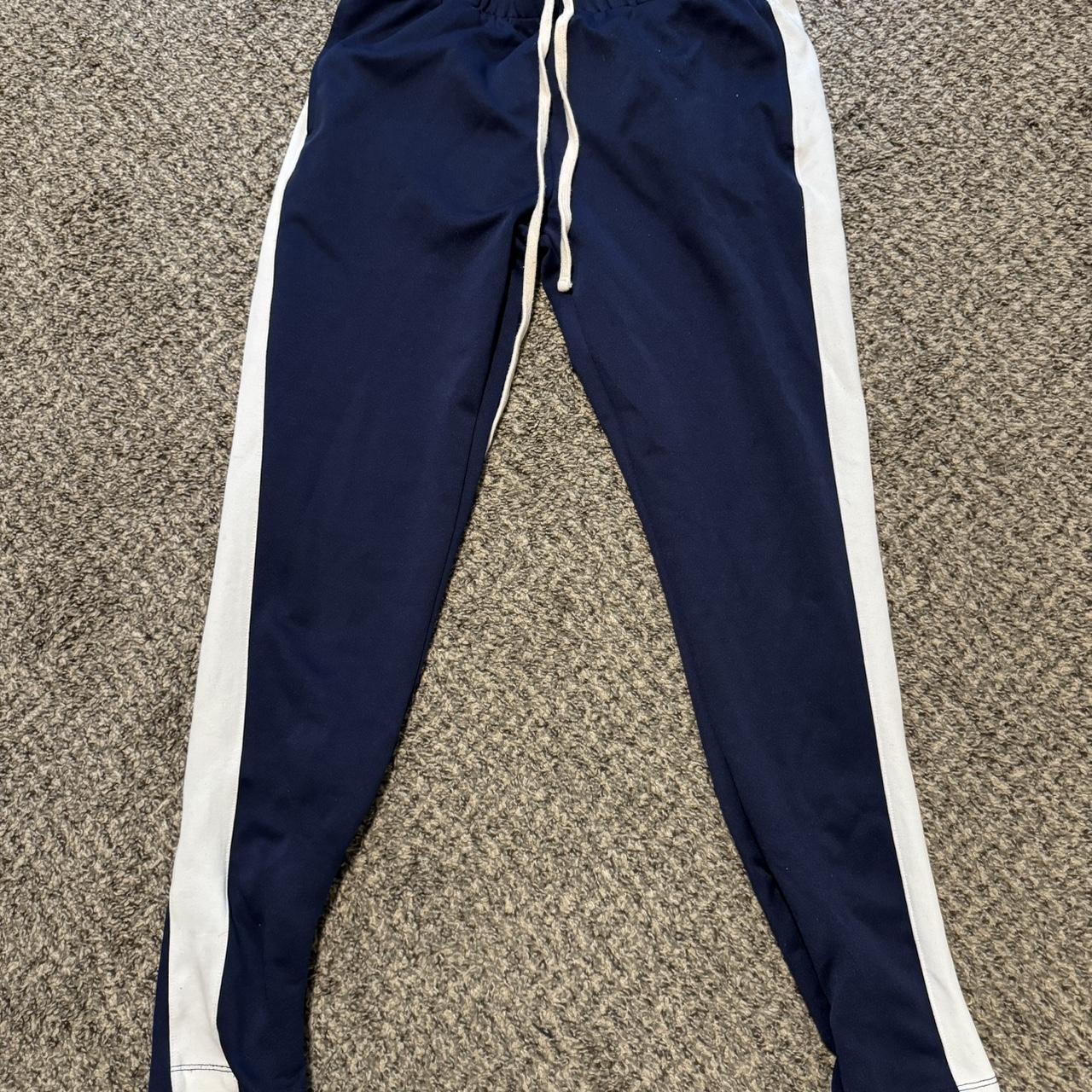 Fashion nova men's Navy and white joggers Depop