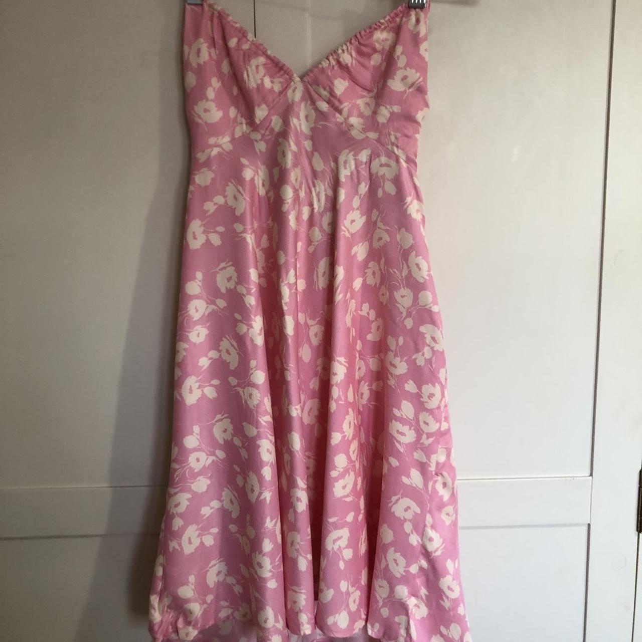 Zara Women's Pink and White Dress | Depop