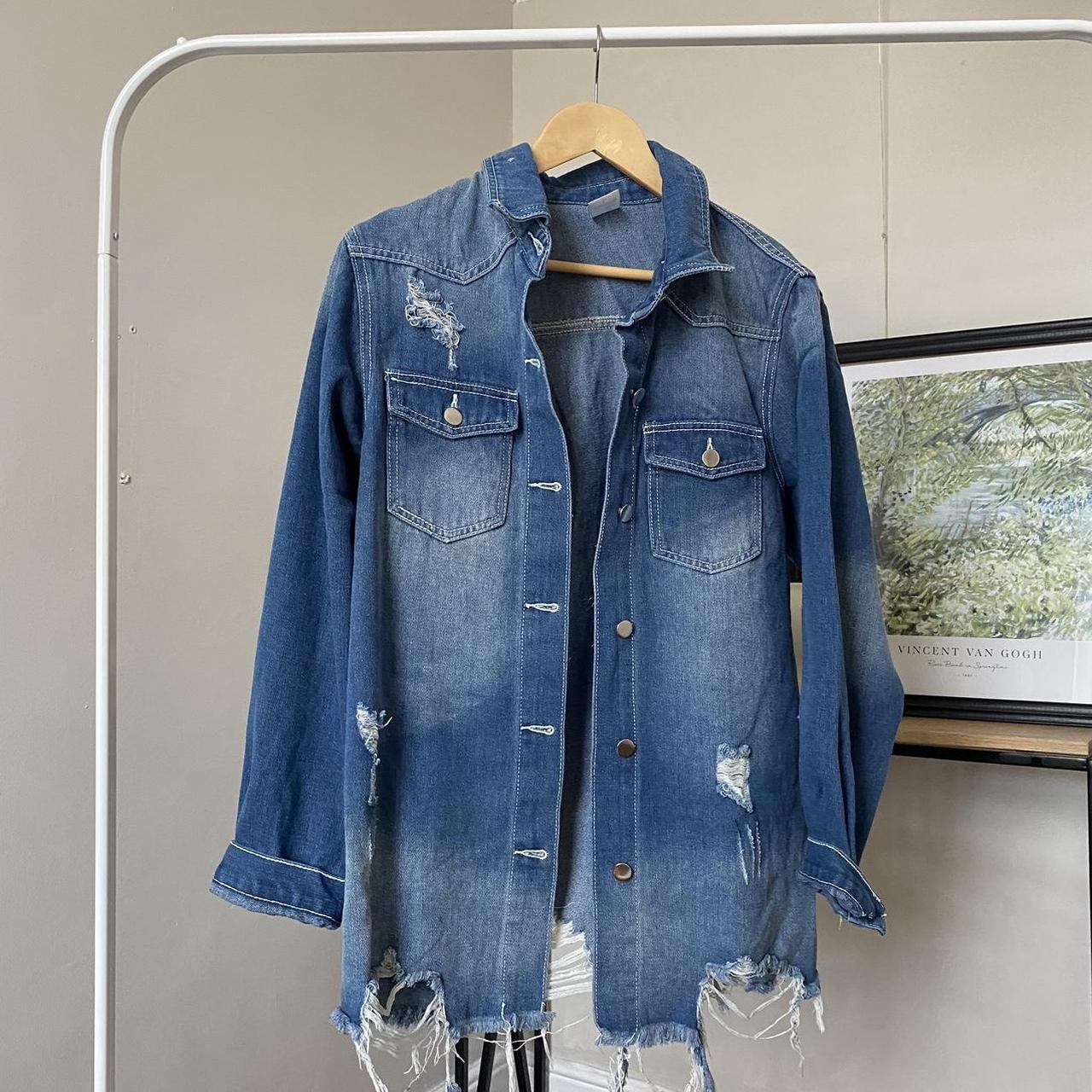 Distressed Denim Jacket Lightweight material... - Depop