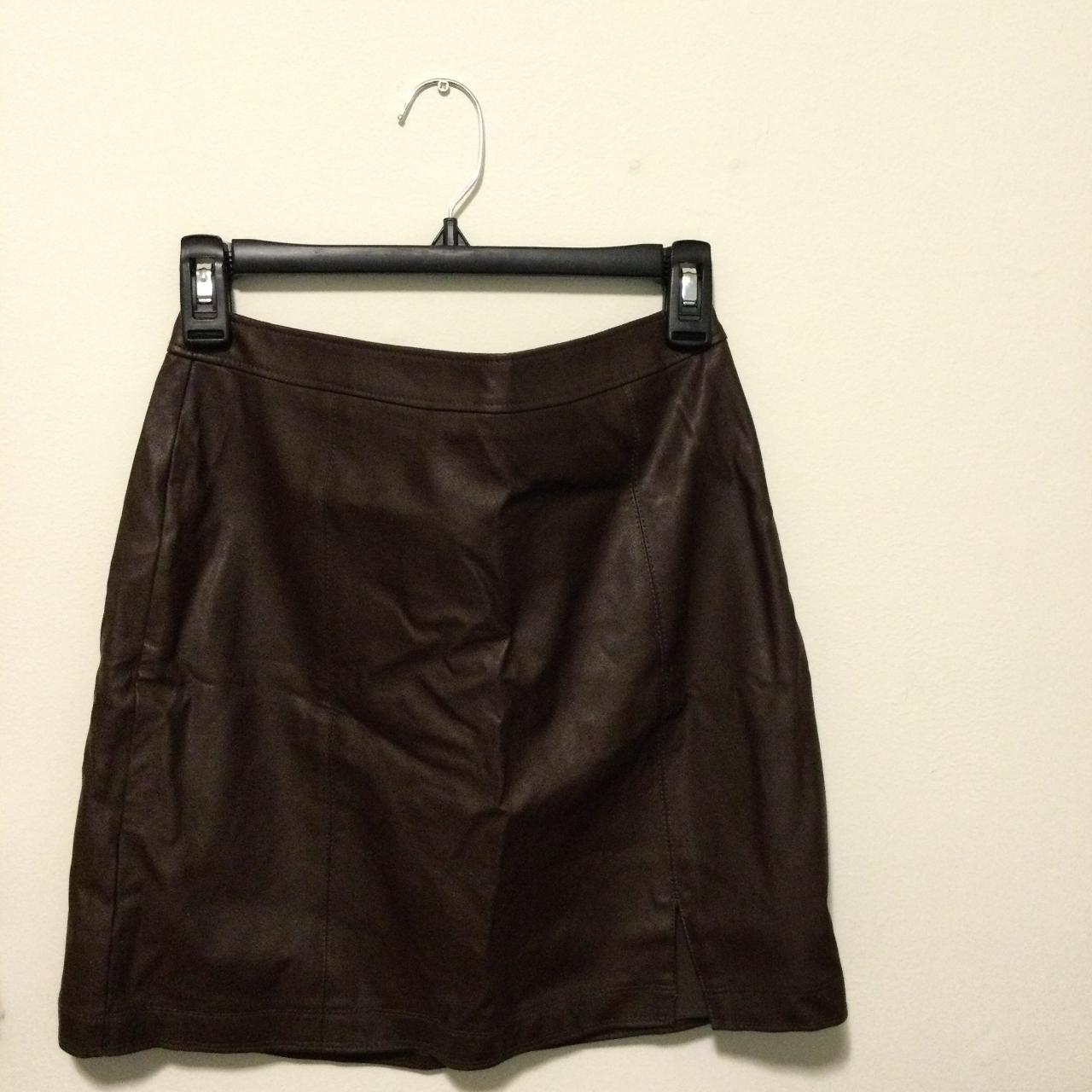 Abercrombie & Fitch Vegan Leather Mini Skirt Size... Depop