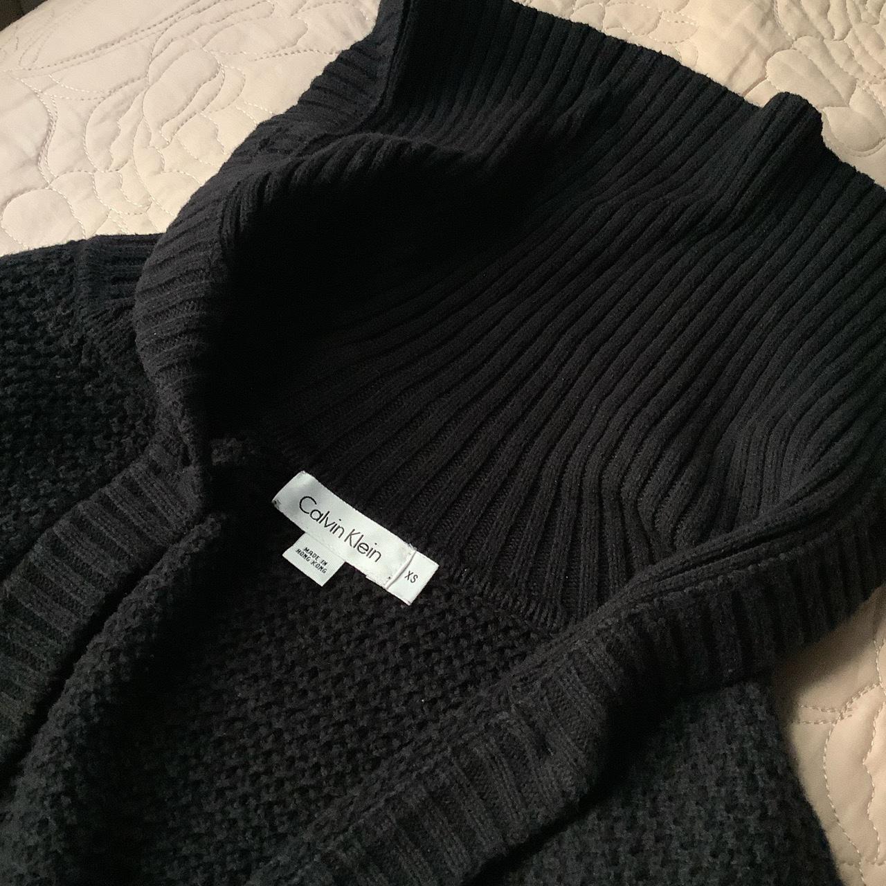 calvin klein black button down sweater! form... - Depop