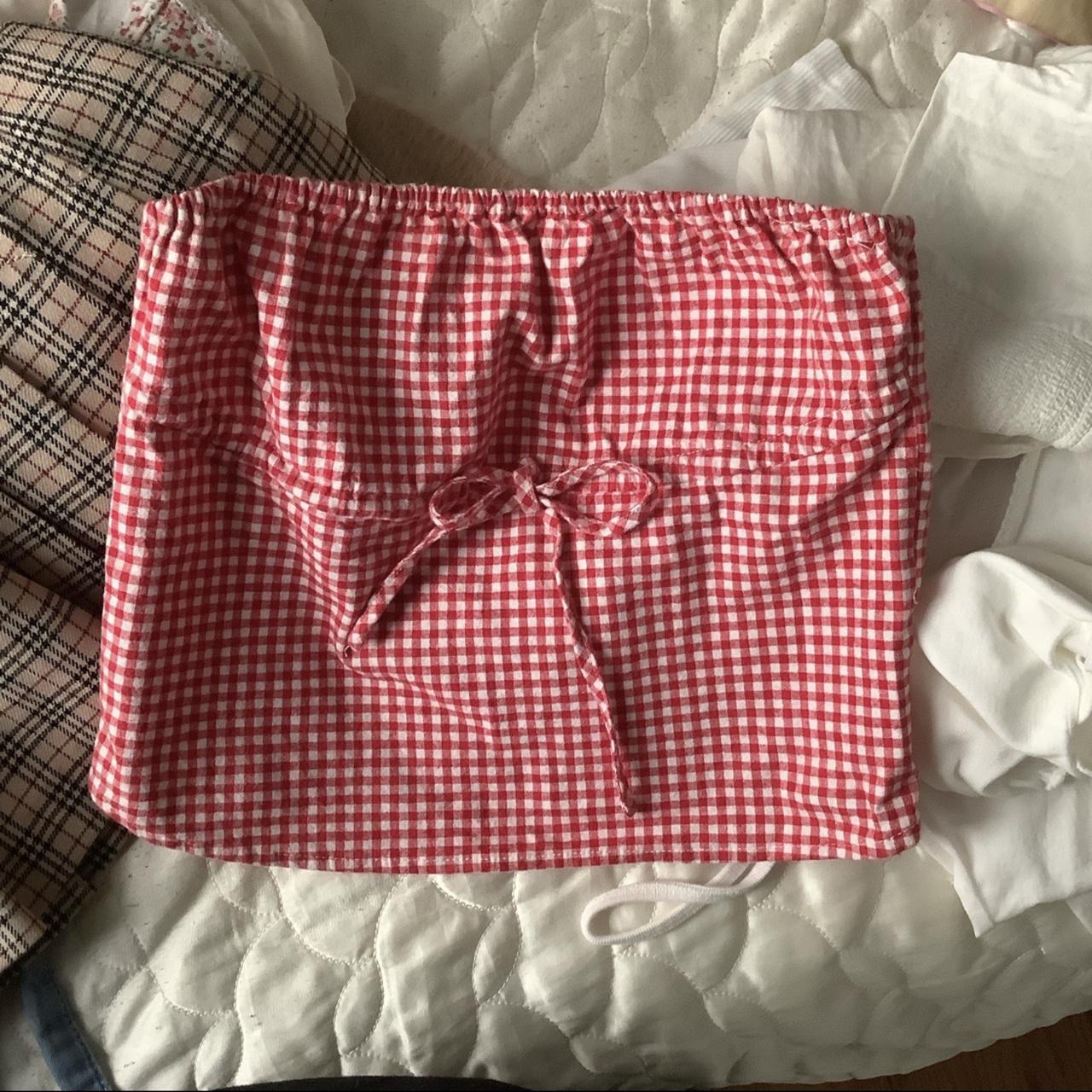 brandy melville red gingham kinsley tube top like... Depop