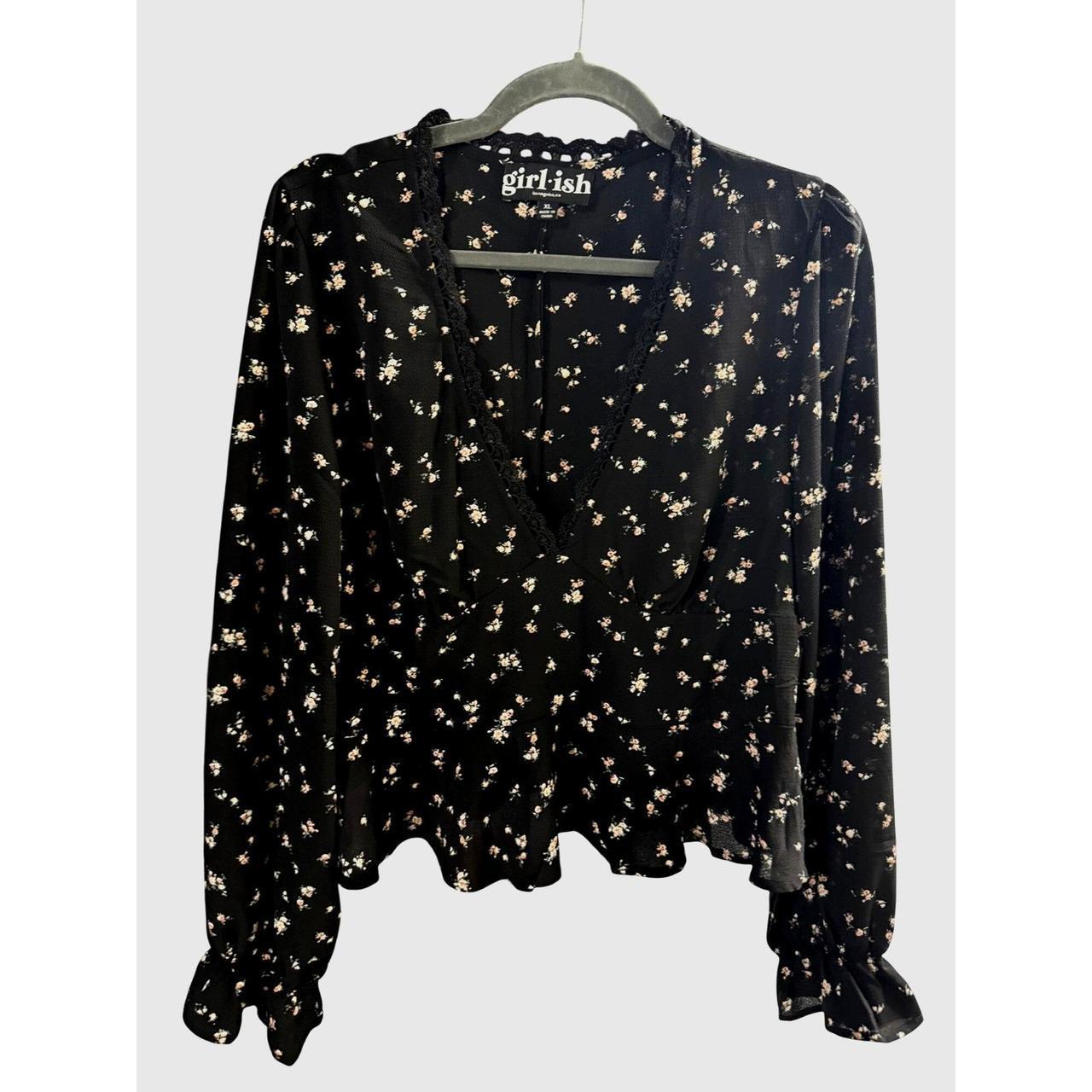 Preloved Women's Blouse - Black - XL – Black Flor… - image 1