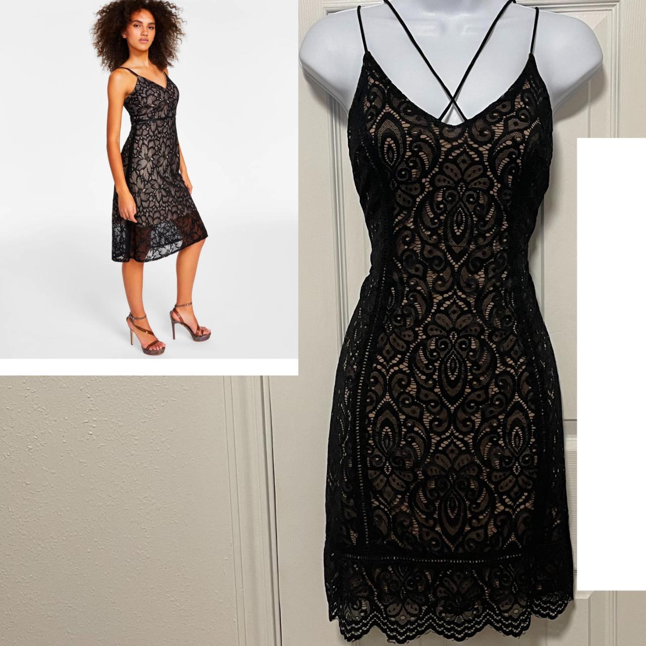 Black lace dress with nude lining best sale