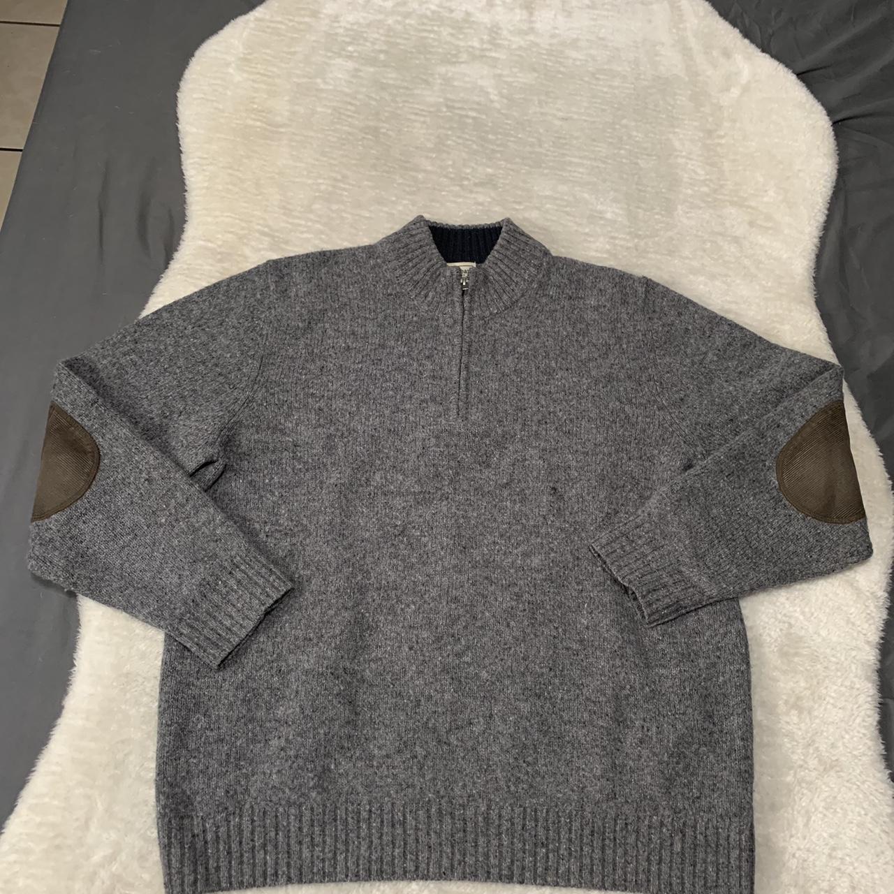 LL Bean Shetland Wool Sweater Quarter Zip Mens L. Depop