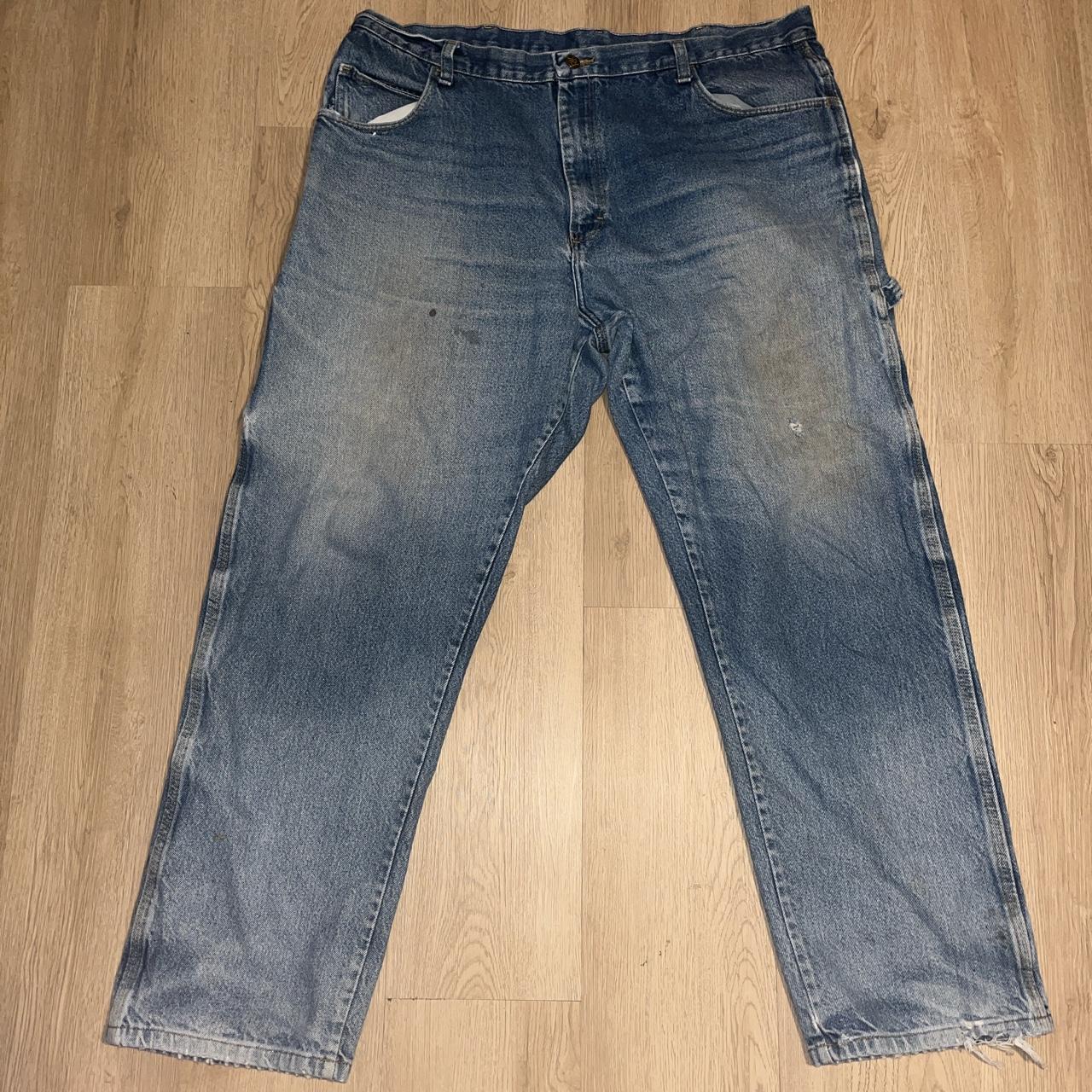 Red Kap Men's Blue and Grey Jeans | Depop