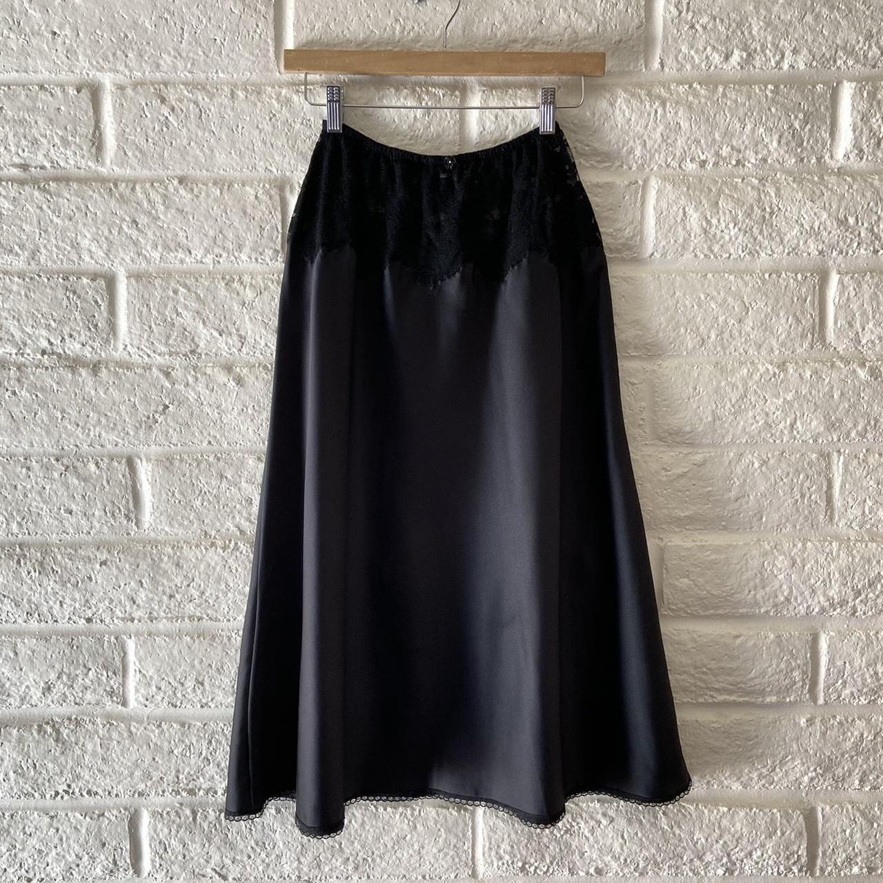 Vintage mid length Christian Dior black slip skirt. Depop