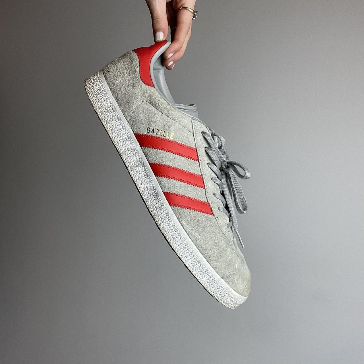 Adidas Men's Grey and Red Trainers | Depop