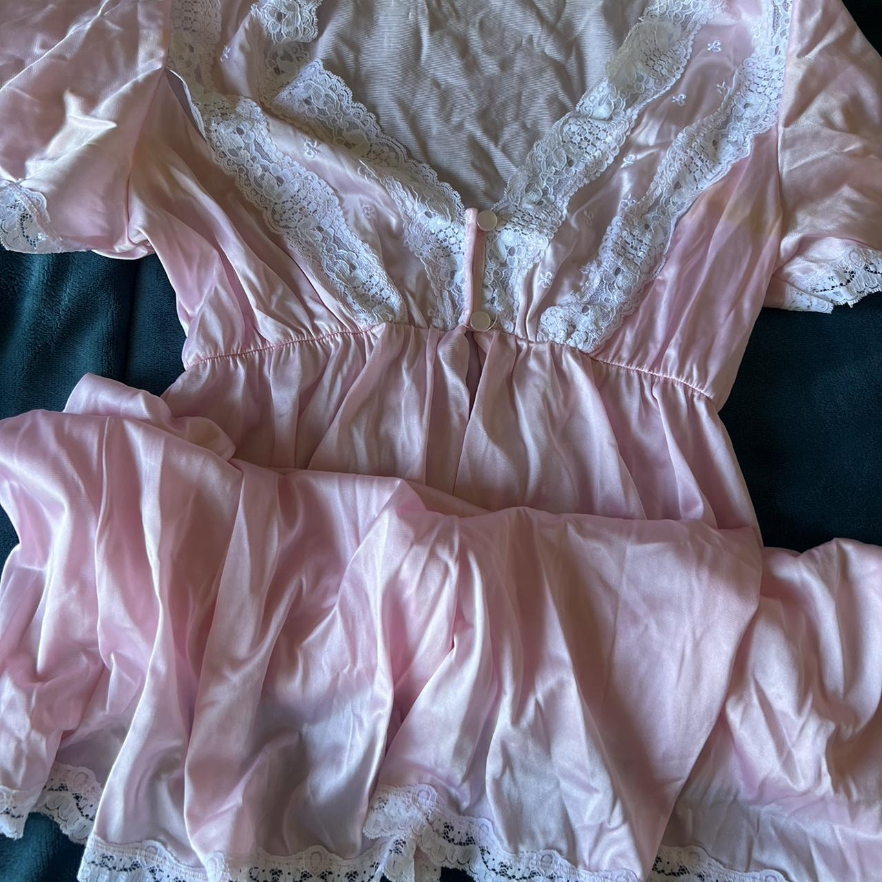 long pink lace robe! (reaches down to my calves and... - Depop