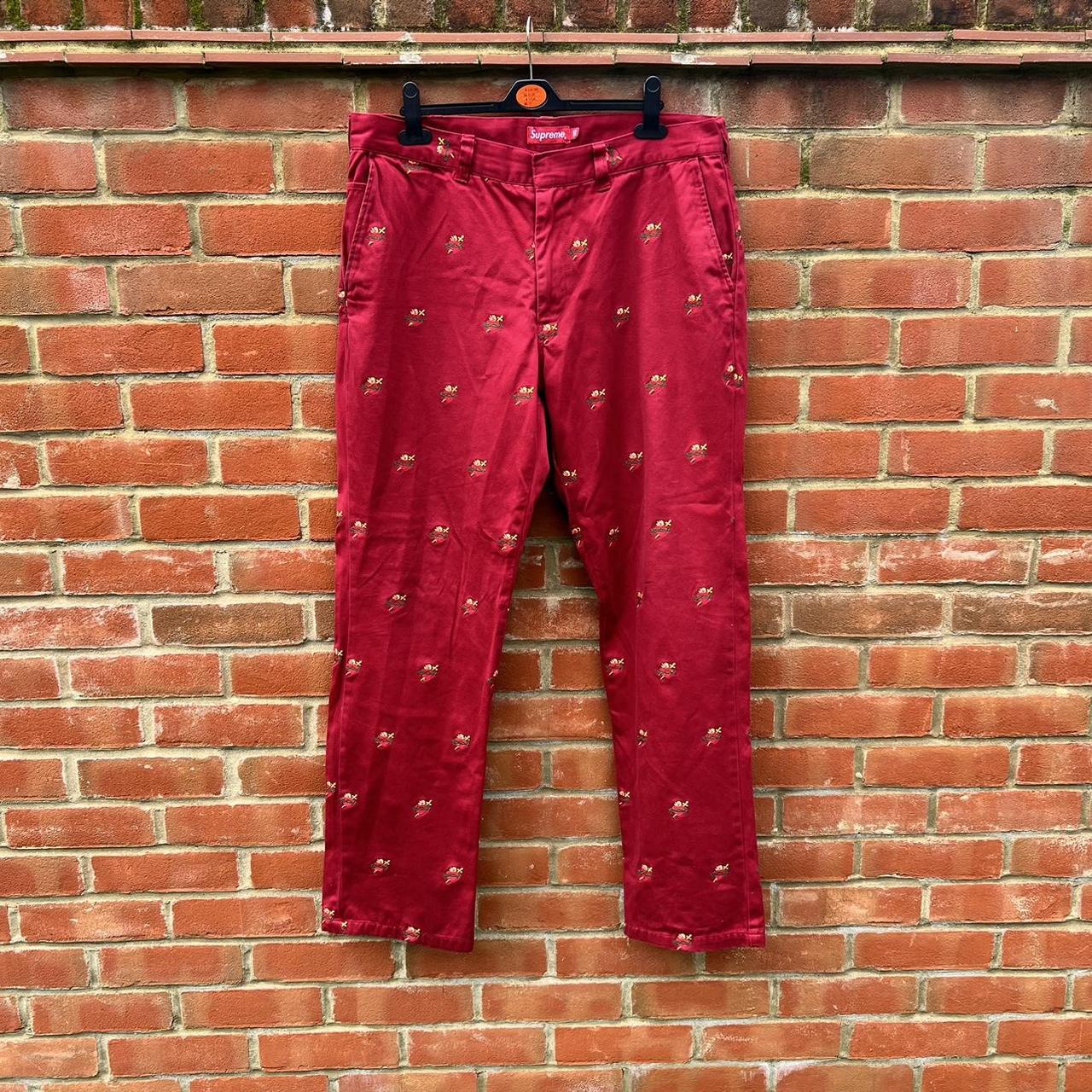 Supreme louis vuitton pants hot sale red