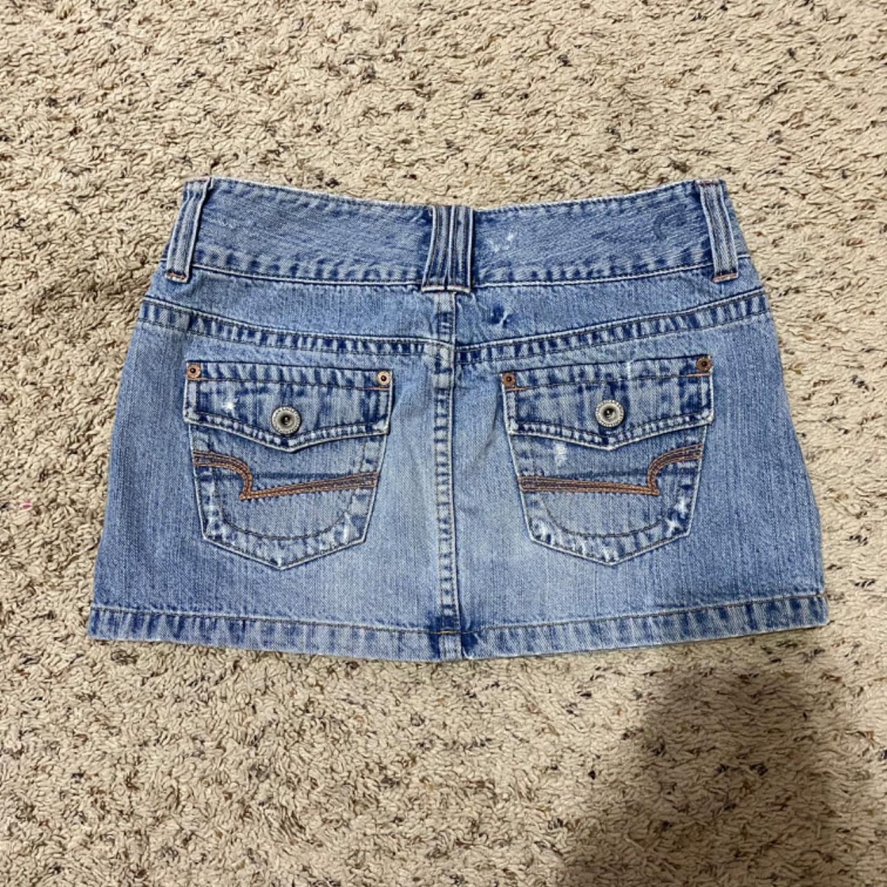 y2k vintage jean mini skirt cutest pocket detailing... - Depop