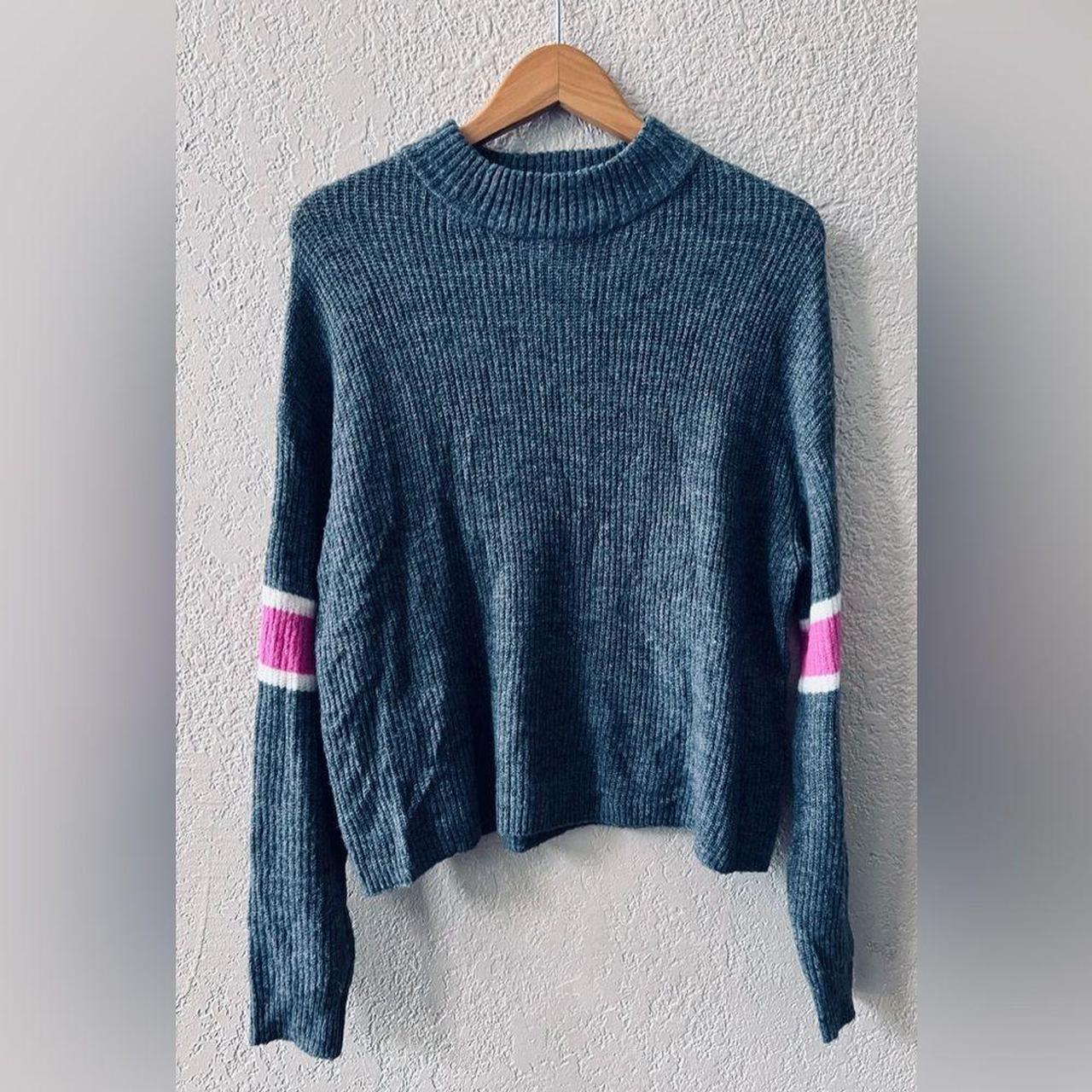 John Jenn Varsity Stripe Mock Neck Depop