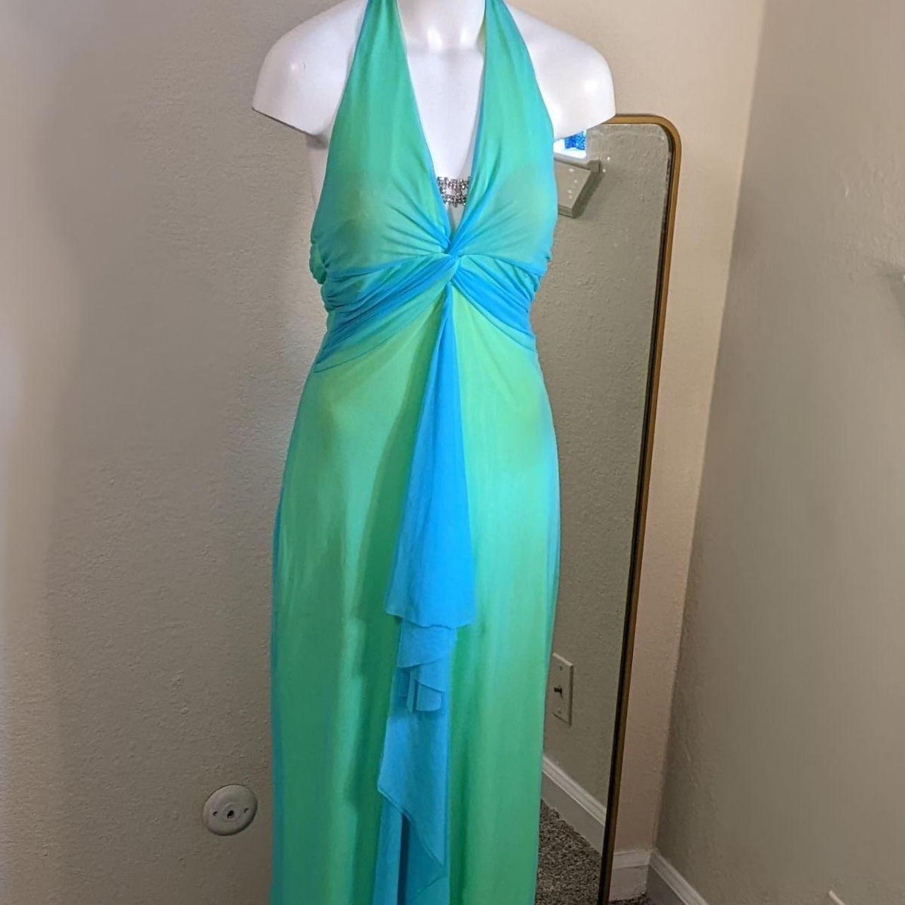 Mary L. Couture Vintage Tulle Rhinestone Halter Gown... - Depop