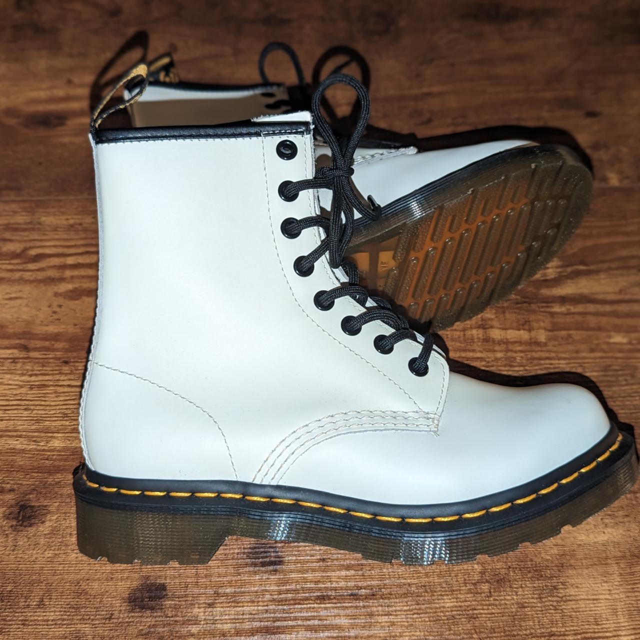 Dr. Martens 1460 smooth white leather lace up boots... - Depop