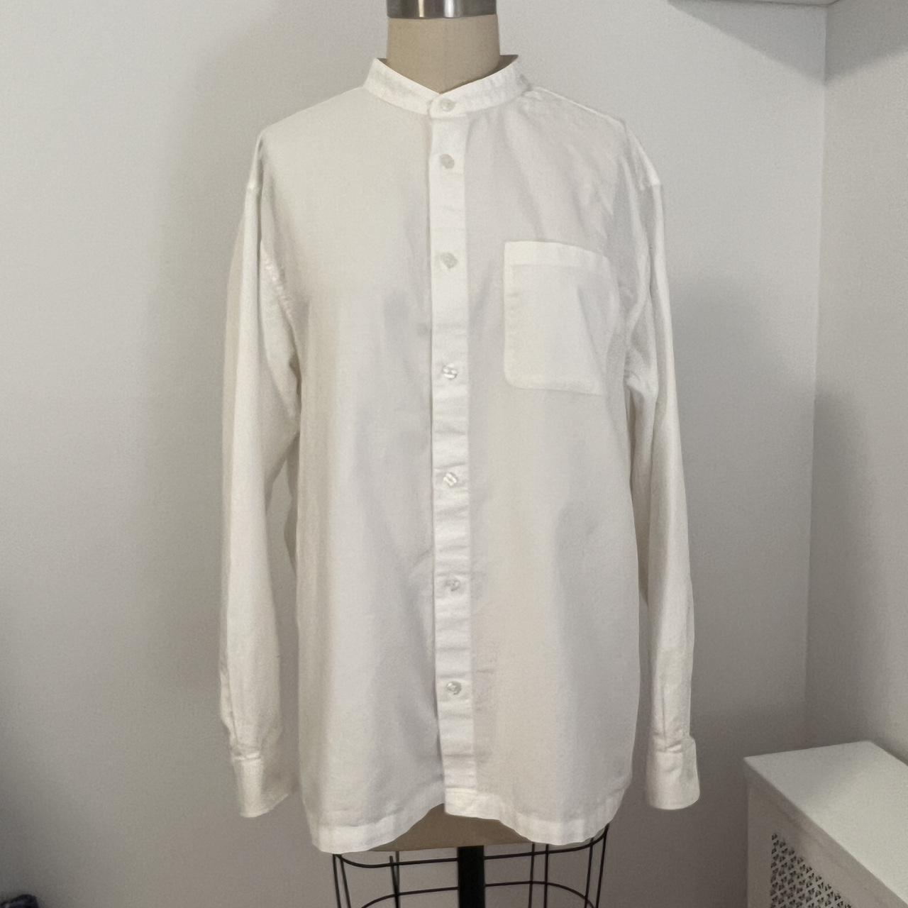 Muji men’s stand collar button down shirt. #Muji - Depop