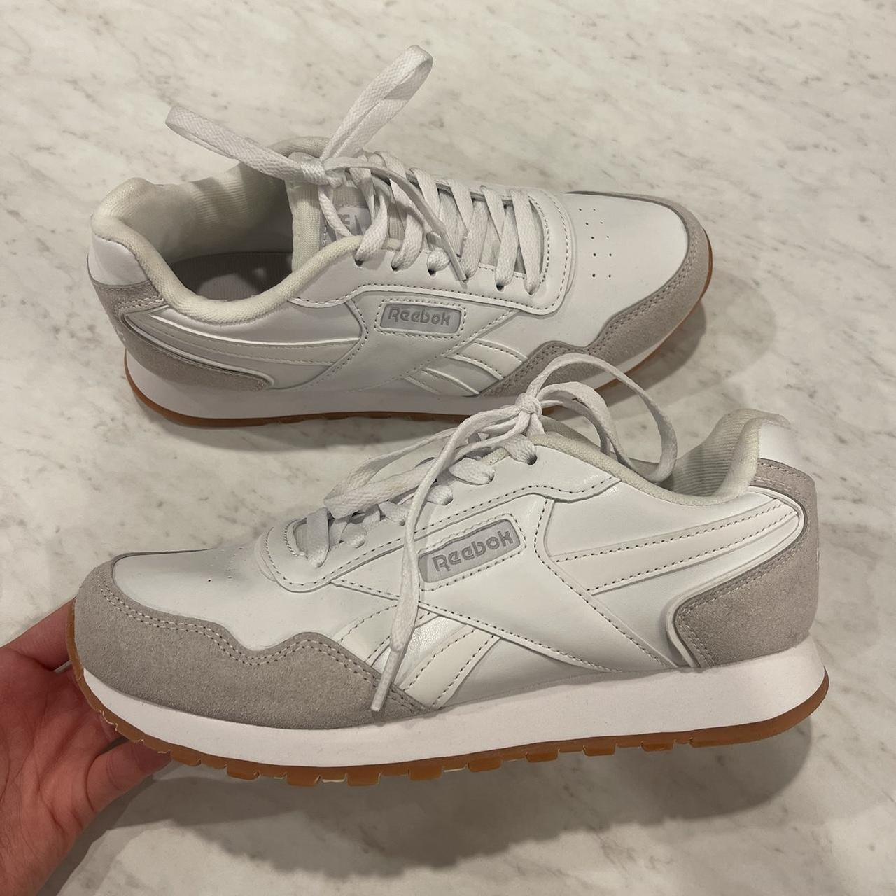 Neutral white Reebok sneakers! Only worn twice, so... - Depop