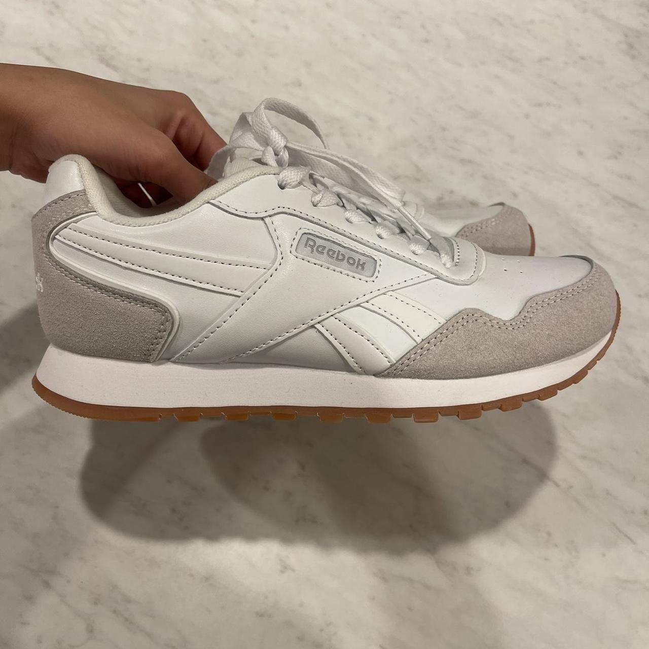 Neutral white Reebok sneakers! Only worn twice, so... - Depop