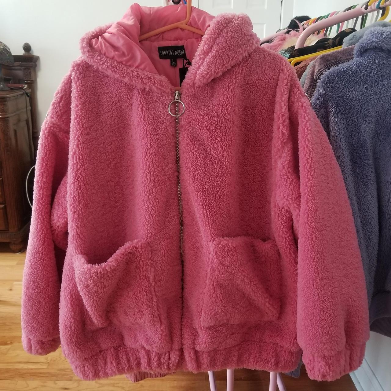 Current Mood size large pink hooded teddy jacket....