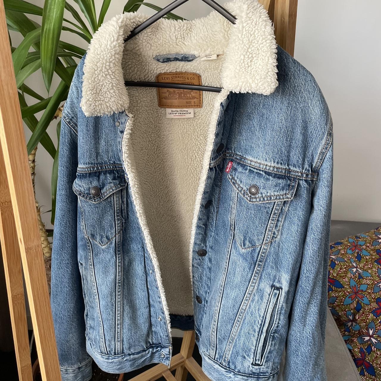 Borg denim jacket Depop