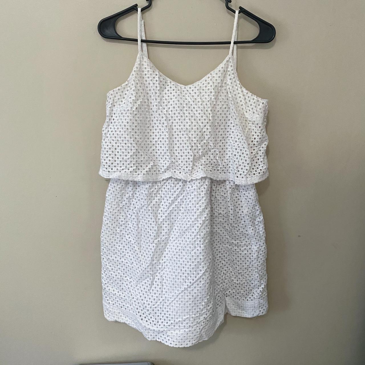 LOFT Petite Women's White Dress | Depop