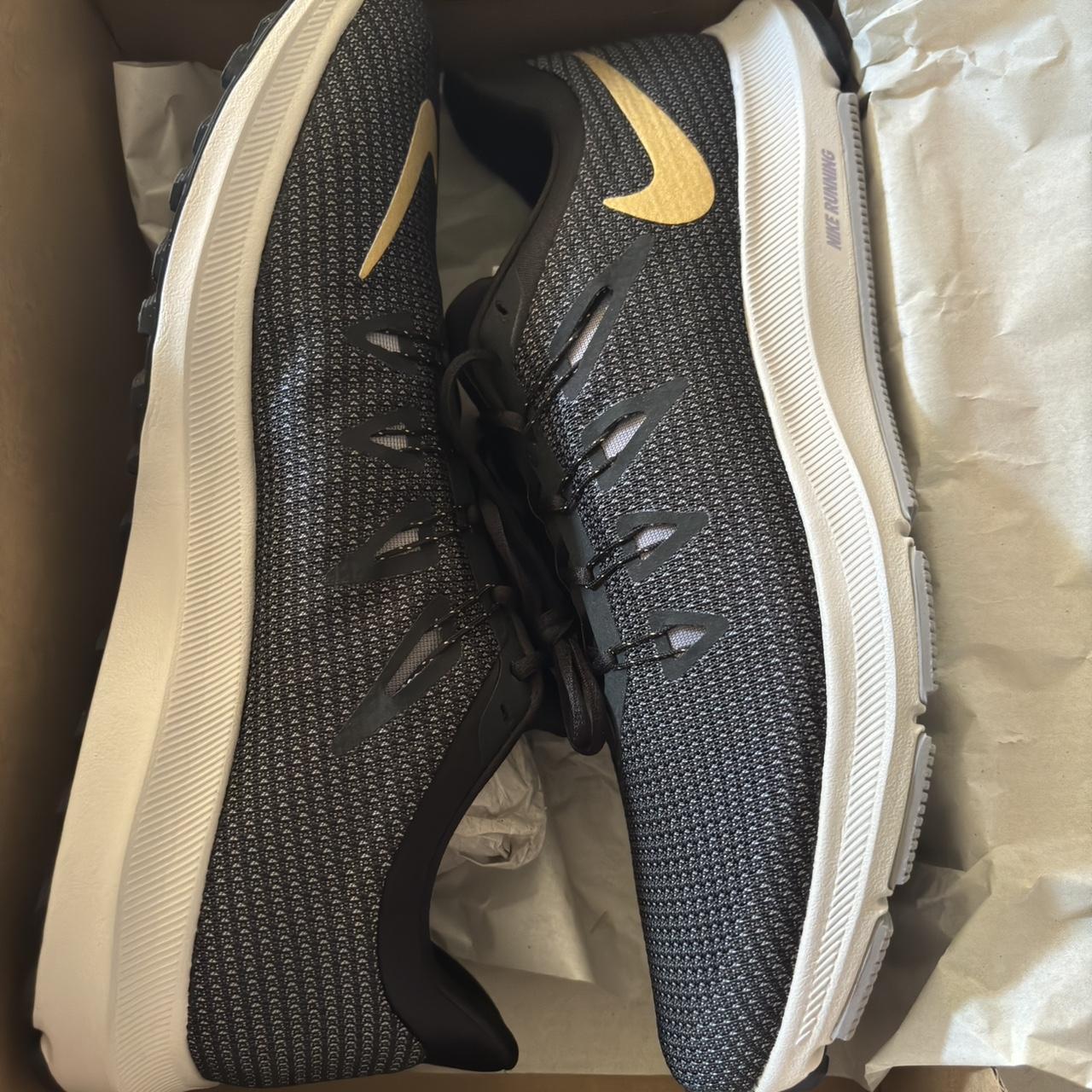 Nike Air Zoom Pegasus 36 black and gold running shoes Depop