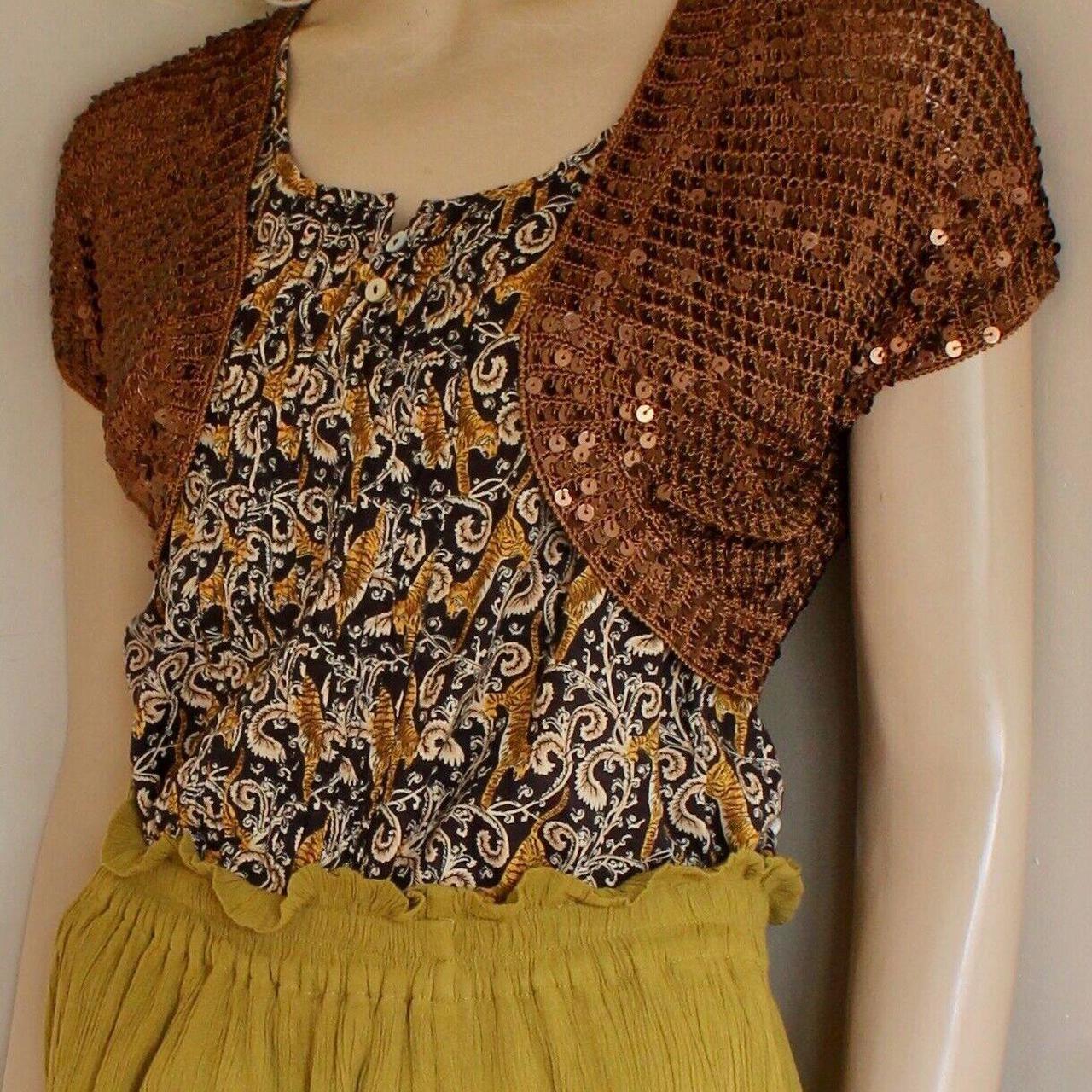 Monsoon brown crocheted sequined Bolero Depop
