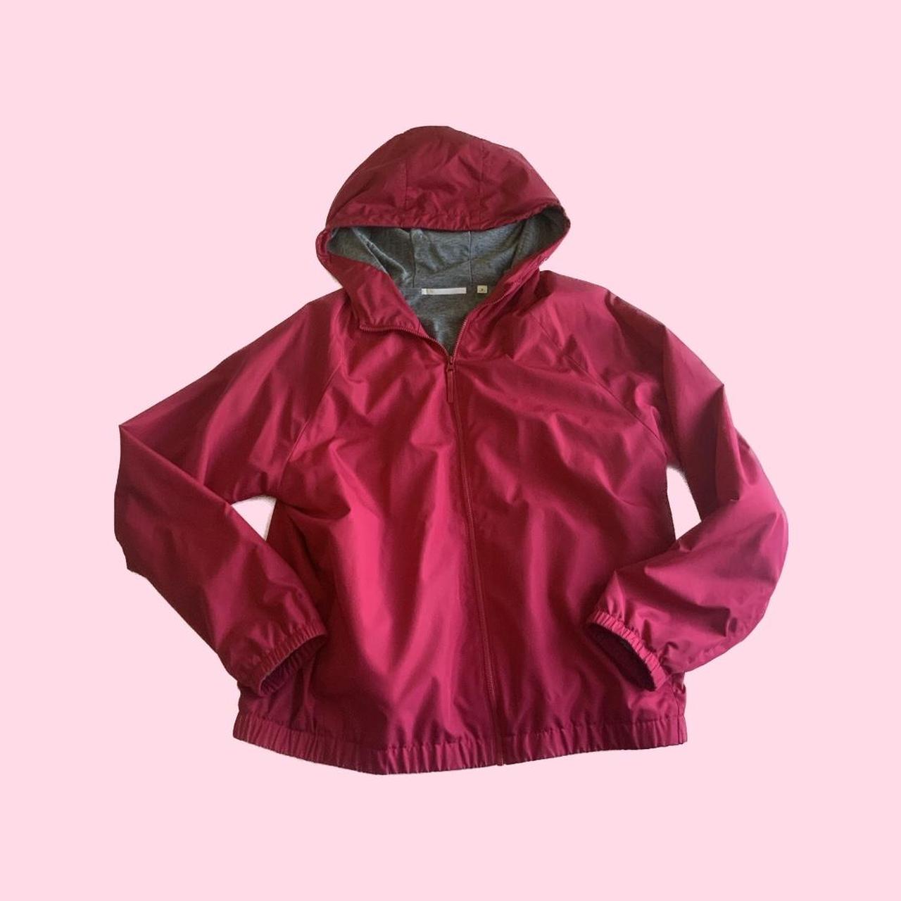 UNIQLO Pink and Gray Women's Windbreaker Jacket with | Depop