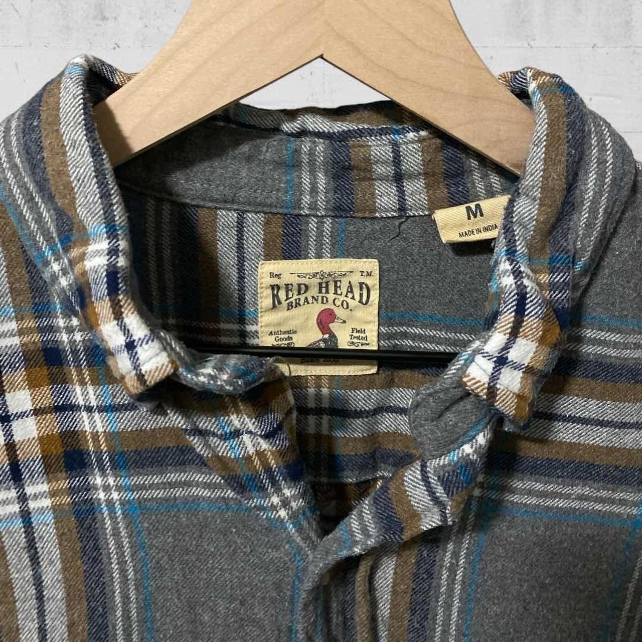 REDHEAD BRAND CO. | Plaid Gray Tan Blue Flannel Long... - Depop