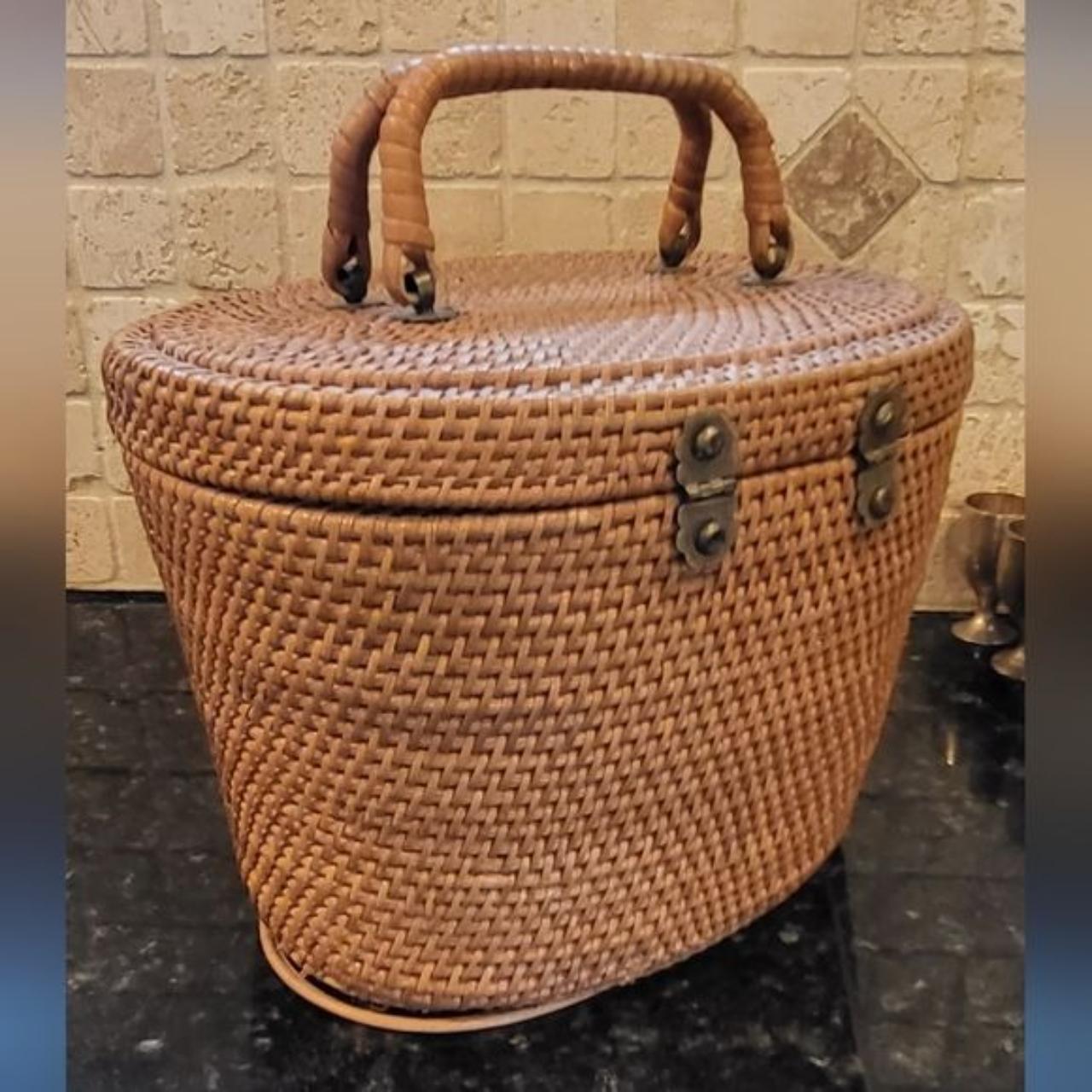 Bags | Vintage Wicker Box Purse With Bamboo Handles And Brass Koi Fish  Latch 197s | Poshmark