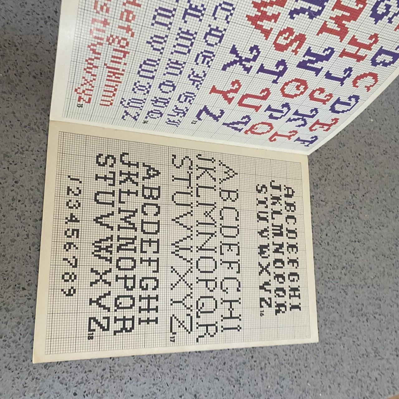 Vintage Counted Cross Stitch Alphabet & Borders... - Depop