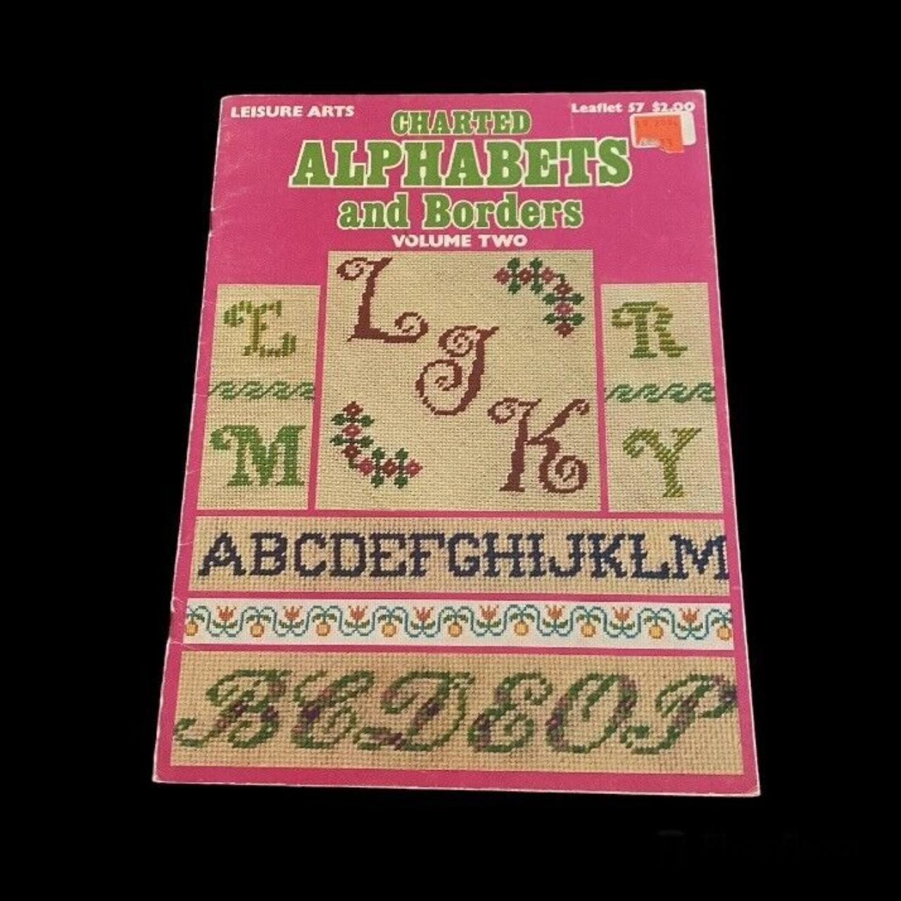 Vintage Counted Cross Stitch Alphabet & Borders... - Depop