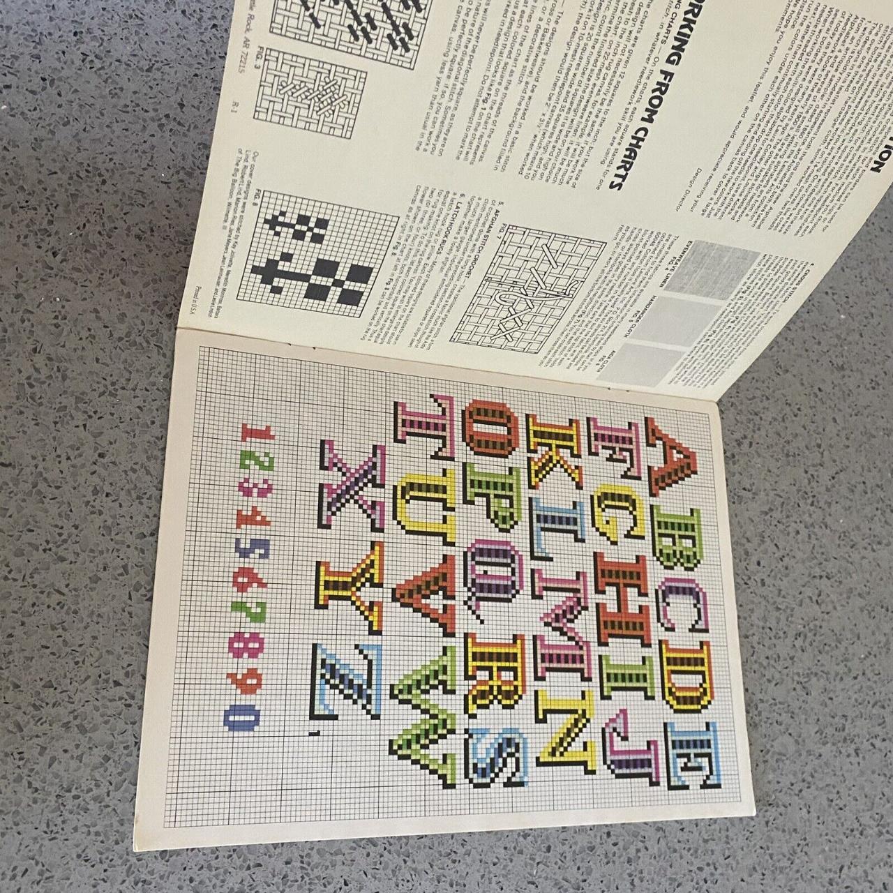 Vintage Counted Cross Stitch Alphabet & Borders... - Depop