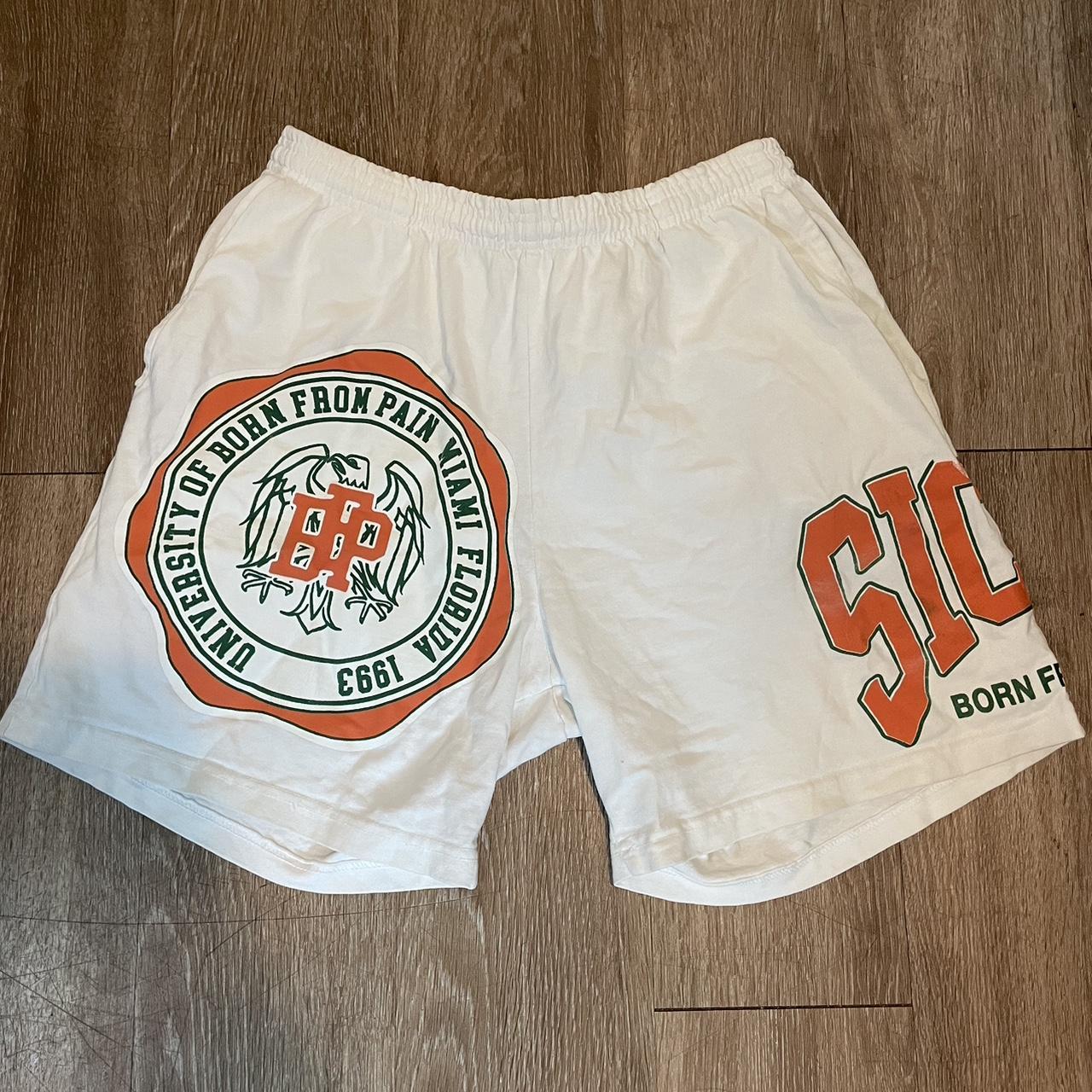 Sicko Born From Pain Miami Shorts White, gently... - Depop