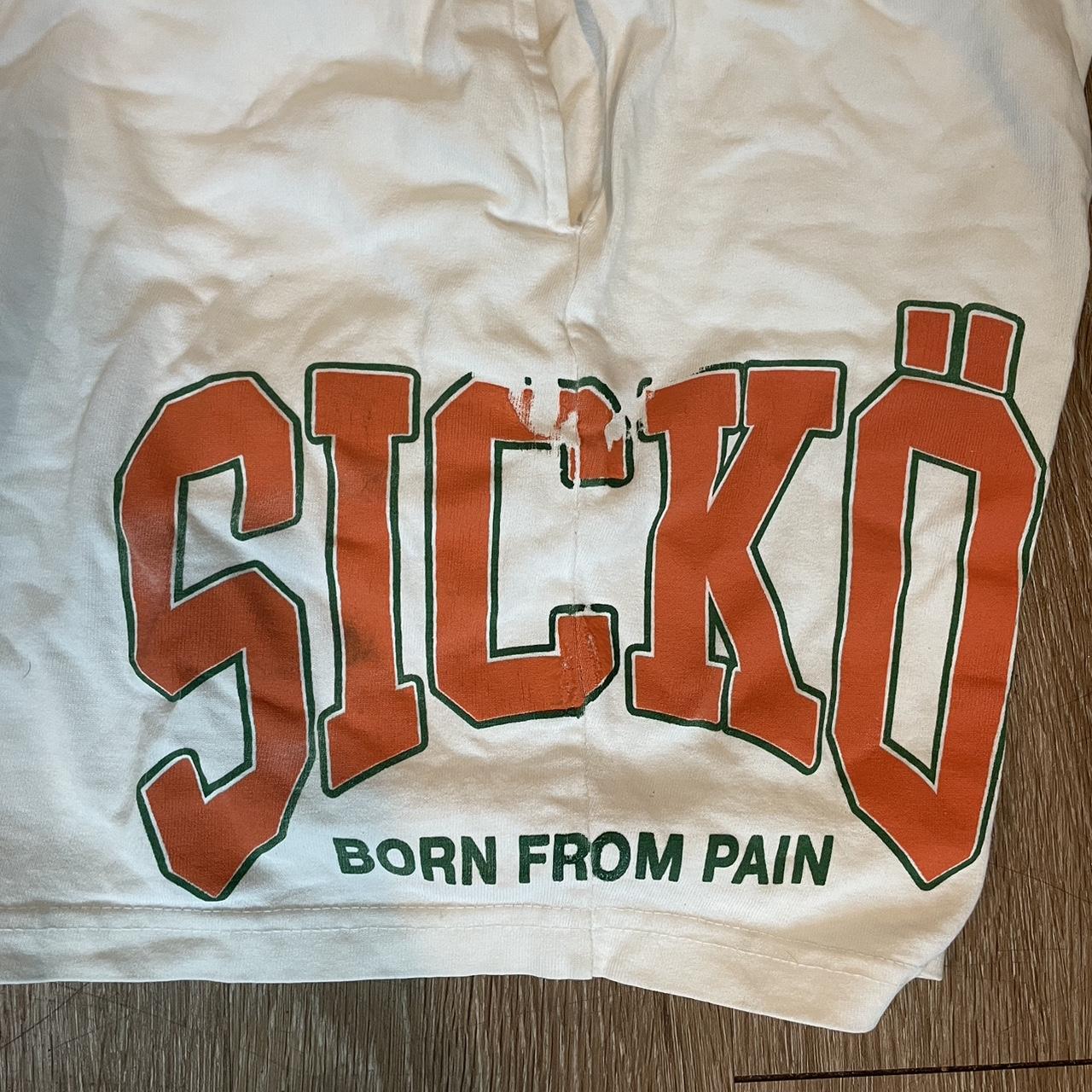 Sicko Born From Pain Miami Shorts White, gently... - Depop