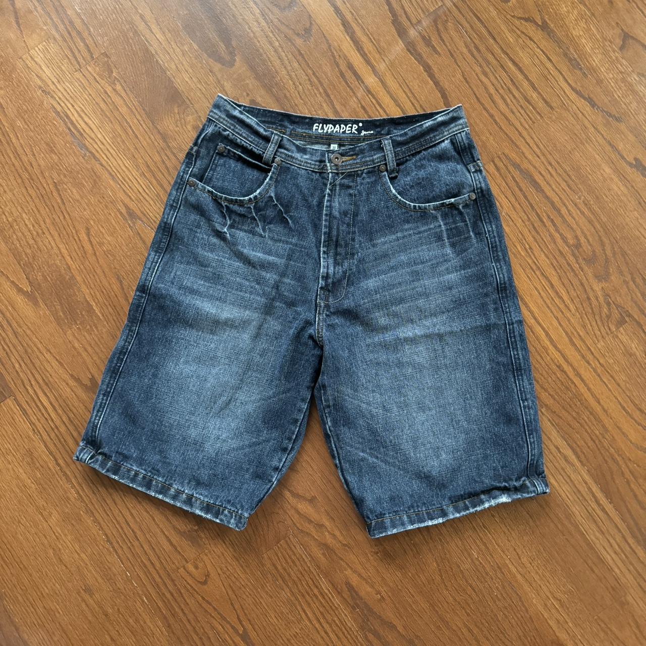 g*2様 00s archive MARCJACOBSleatherhandba Vintage 2000s Y2K Flypaper Jorts Baggy Streetwear | Depop