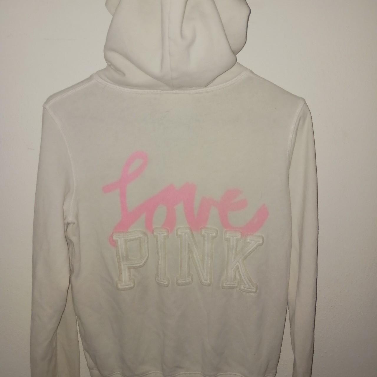 Love Pink White Zip Up Hoodie - Size: Woman's -... - Depop