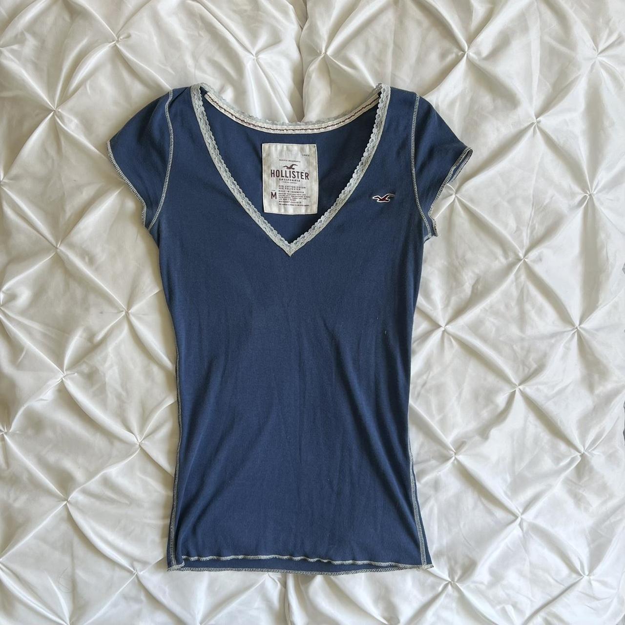 Hollister Co. Women's Blue and White Shirt | Depop