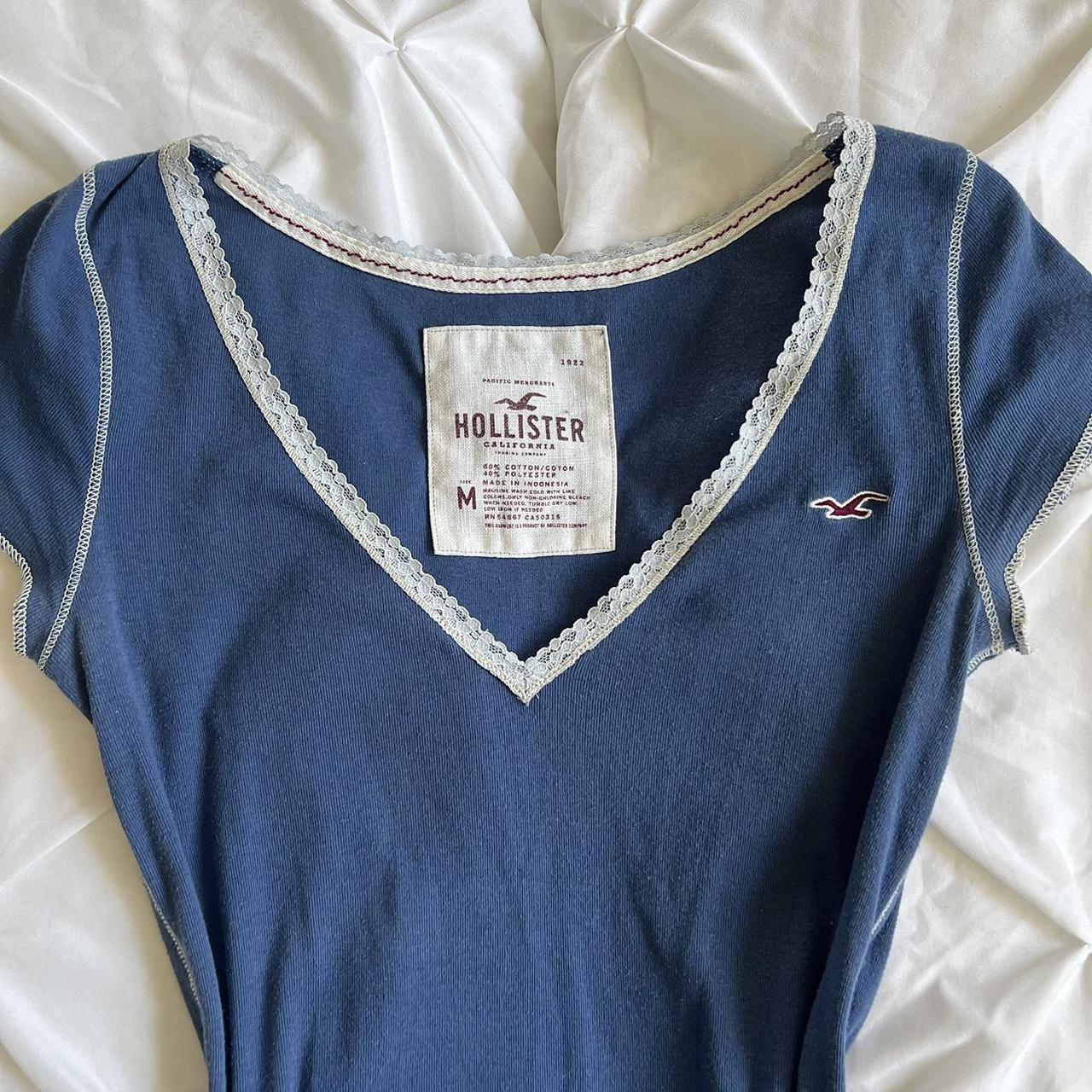 Hollister Co. Women's Blue and White Shirt | Depop