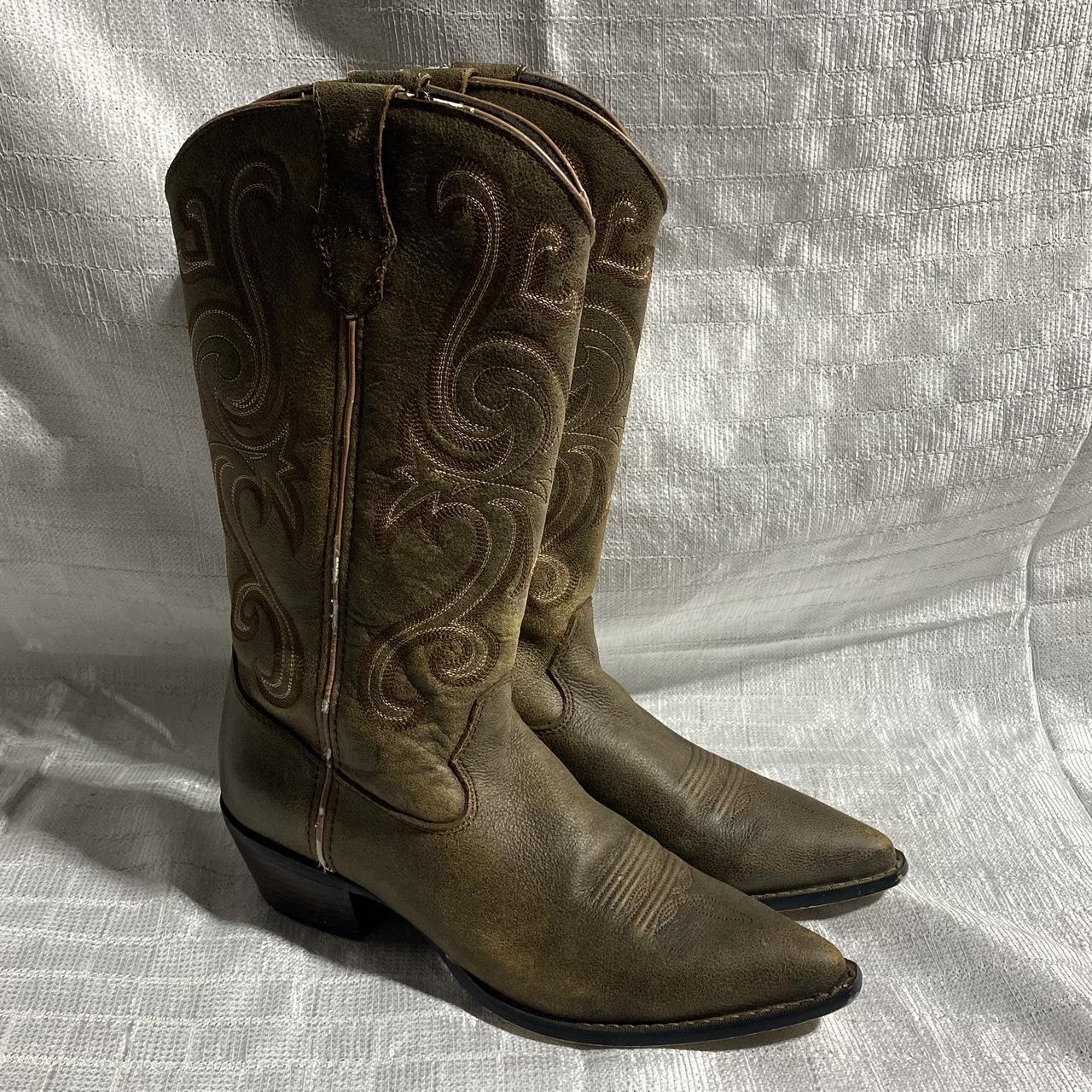 Vintage Durango Leather Cowboy Boots *signs of wear... - Depop