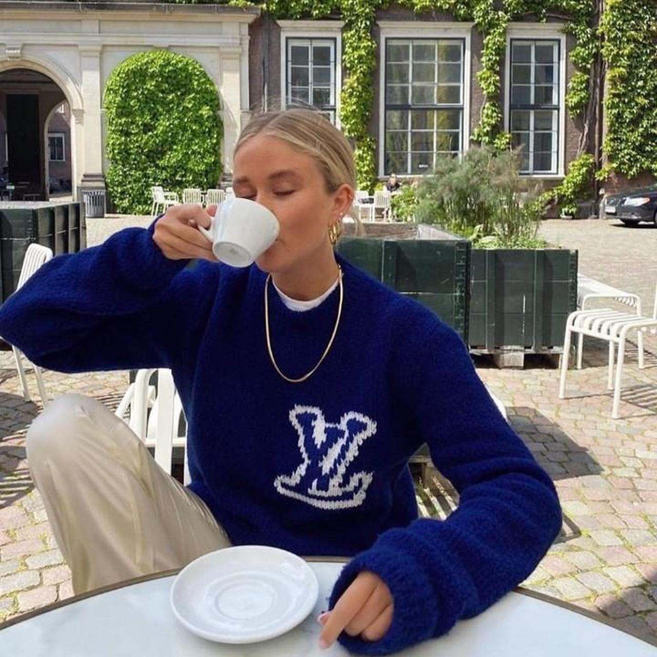 louis vuitton 2020 blue intarsia crew neck | Depop