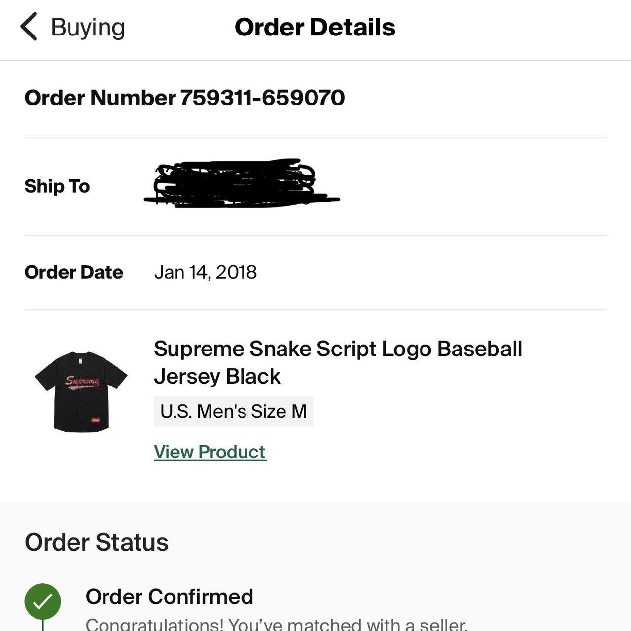 Supreme snake script baseball jersey, worn once and - Depop