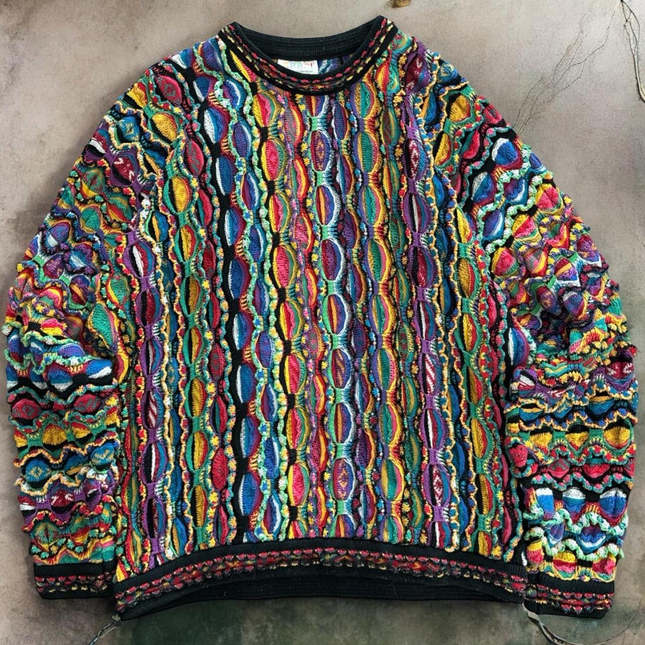 Coogi Sweater Authentic VTG Biggie Rainbow 3D. Depop