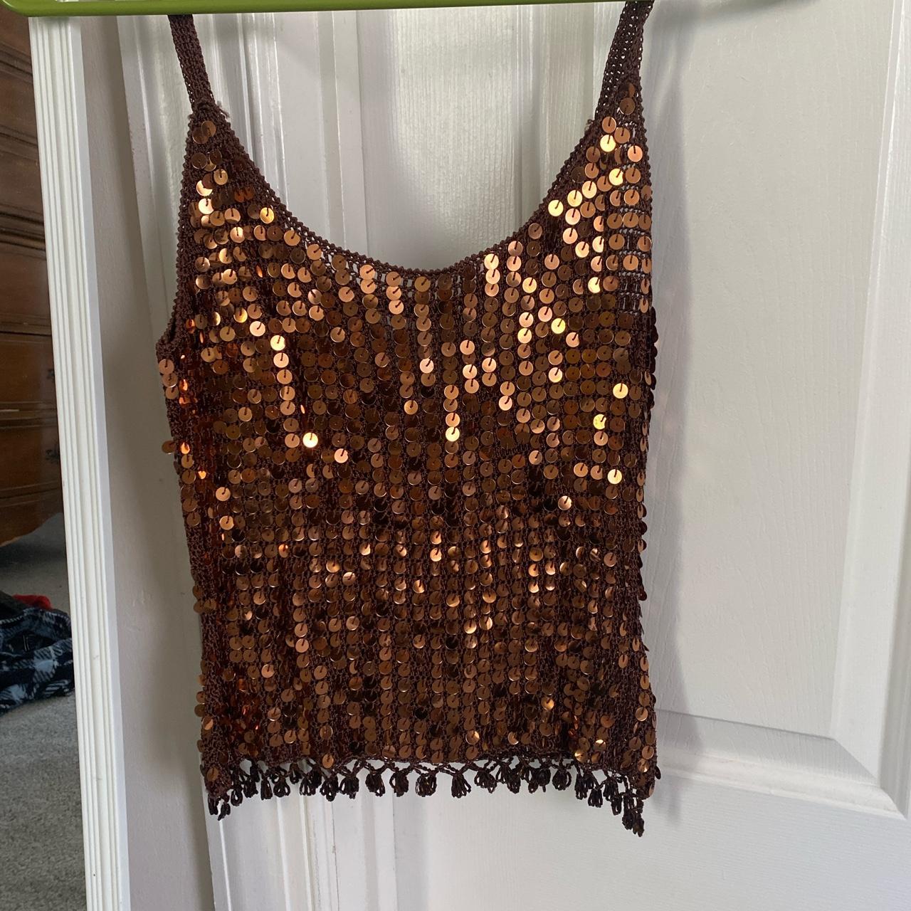 Coper/Brown Sequin Tank top! Brand: Arden B. Size:... - Depop