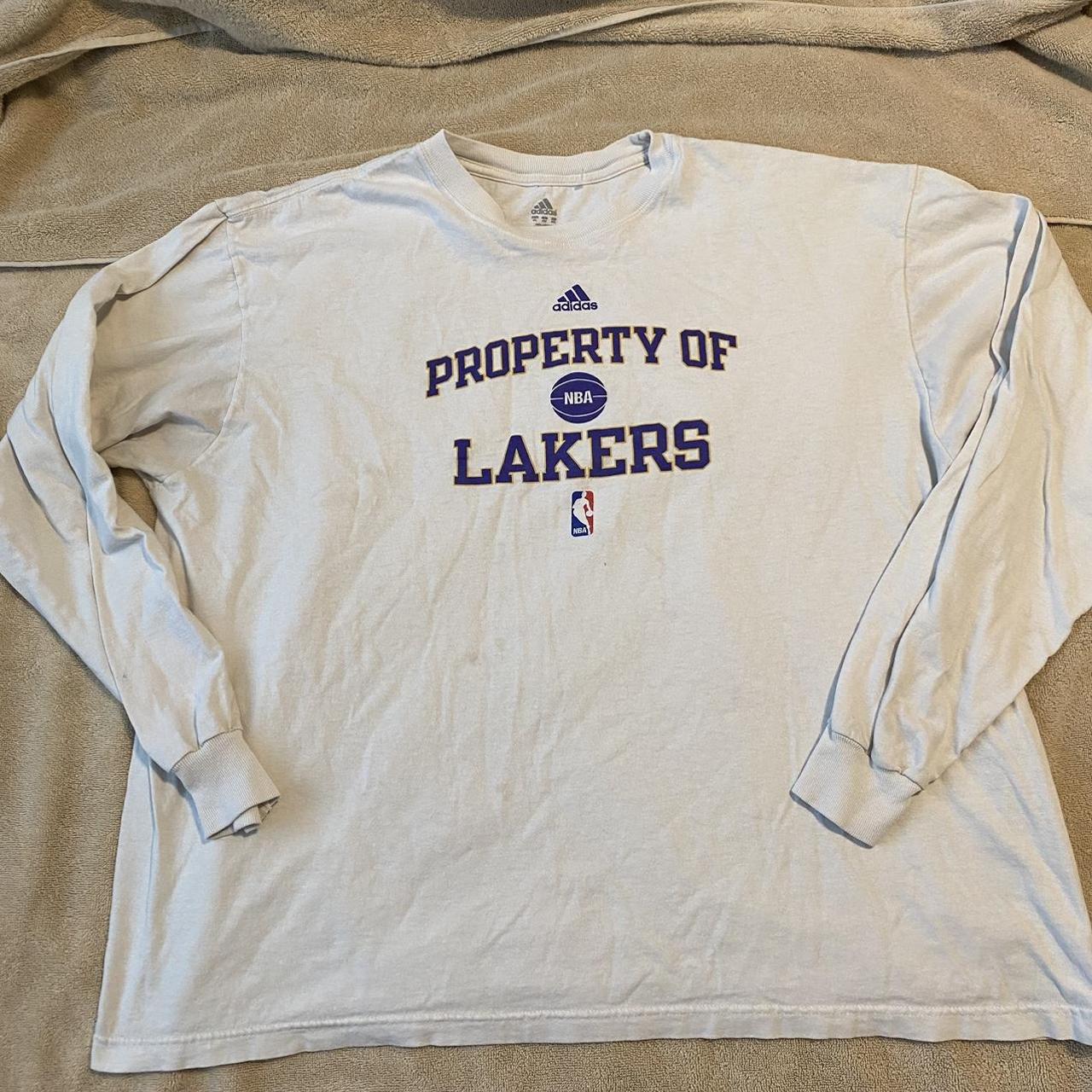 Los Angeles Lakers white adidas long sleeve tee. - Depop
