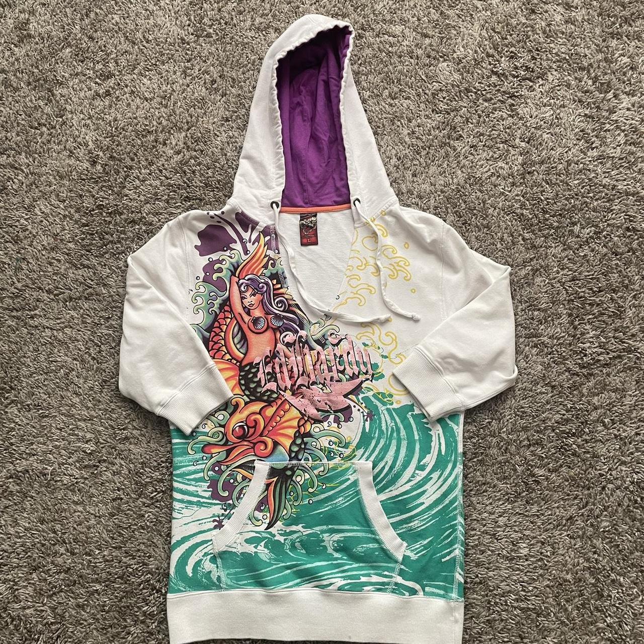 Ed hardy white online hoodie