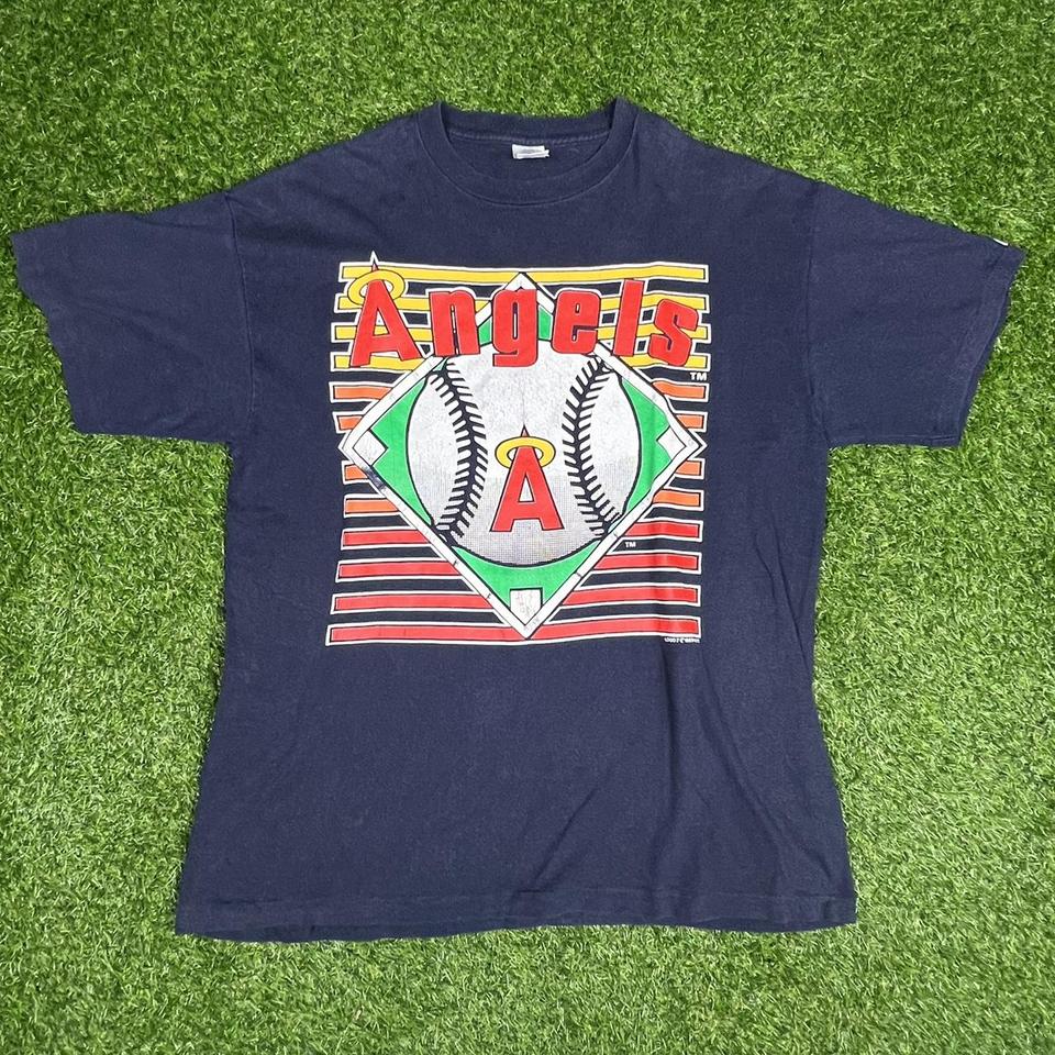 Vintage 1993 Logo 7 California Angels Shirt Size - Depop