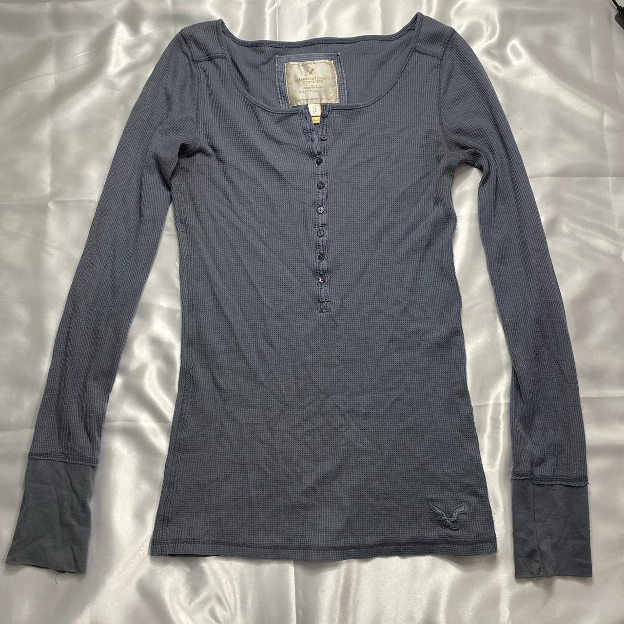 2000s vintage fitted long sleeve henley tee from... - Depop