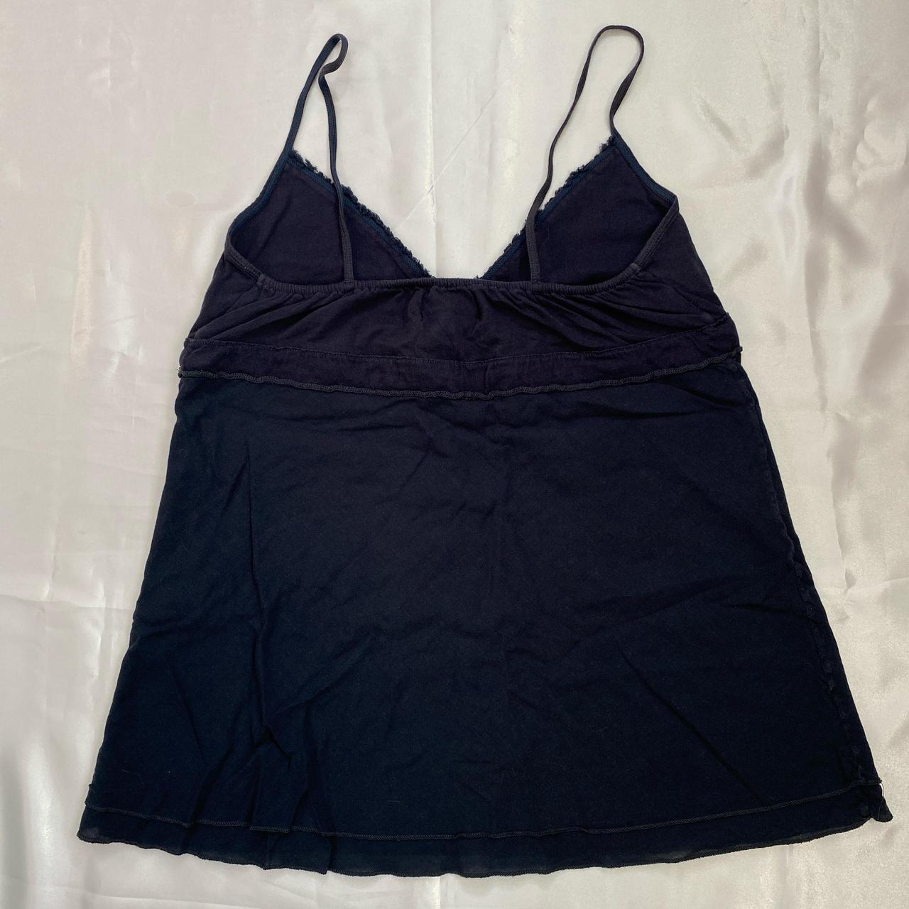 vintage dark navy blue babydoll style tie front tank... - Depop