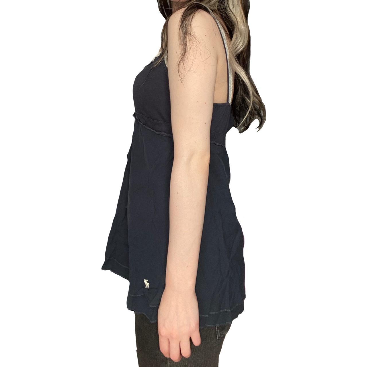 vintage dark navy blue babydoll style tie front tank... - Depop