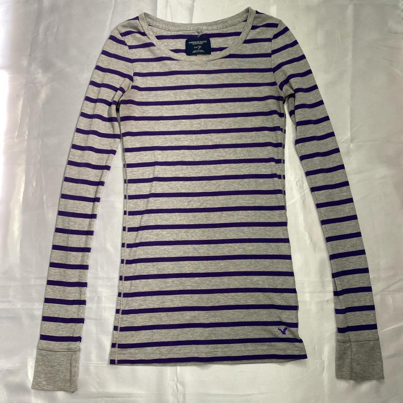 2000s vintage long sleeve striped pattern fitted top | Depop